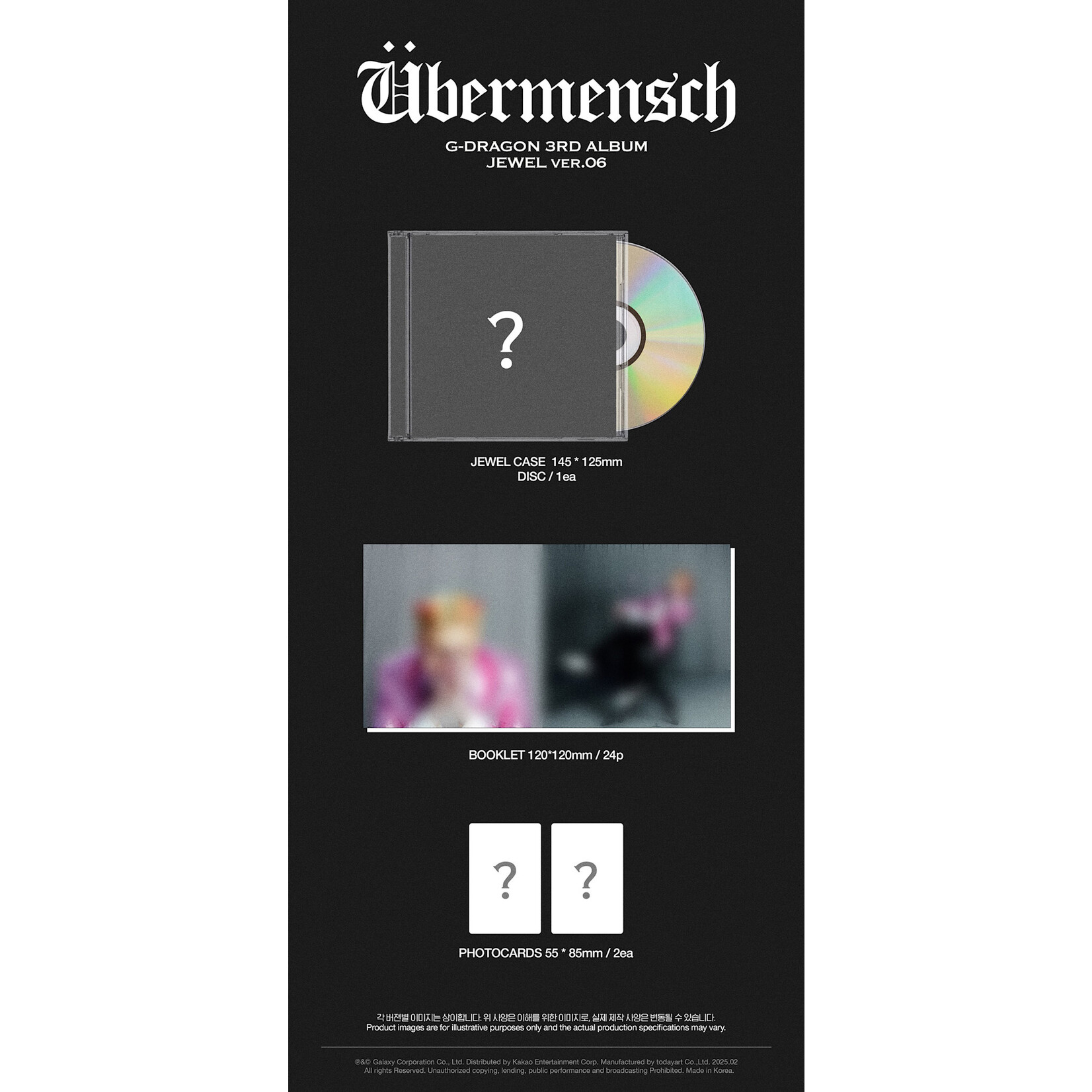 BIGBANG G-DRAGON - 3RD ALBUM [Übermensch] (JEWEL ver.) + Photocard (WM)