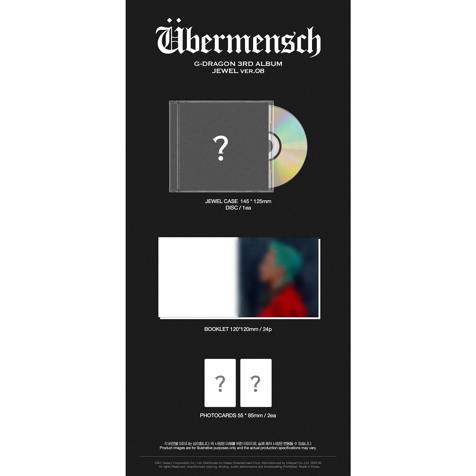 BIGBANG G-DRAGON - 3RD ALBUM [Übermensch] (JEWEL ver.) + Photocard (WM)
