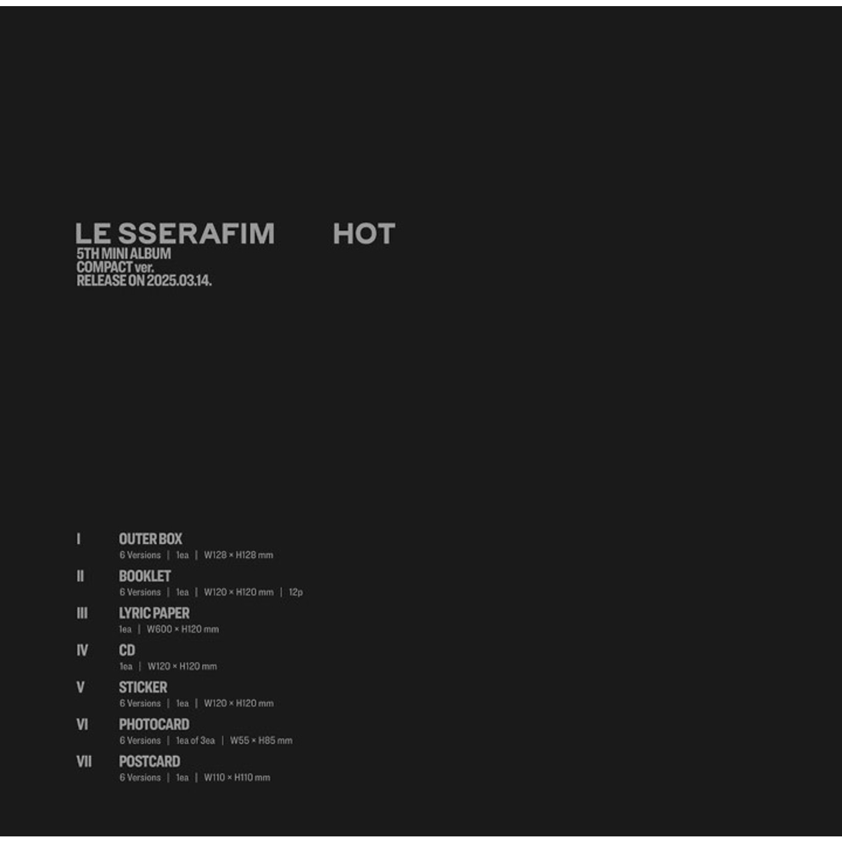 Le Sserafim LE SSERAFIM - 5th Mini Album 'HOT' (COMPACT ver.)+ Weverse Gift (WS)