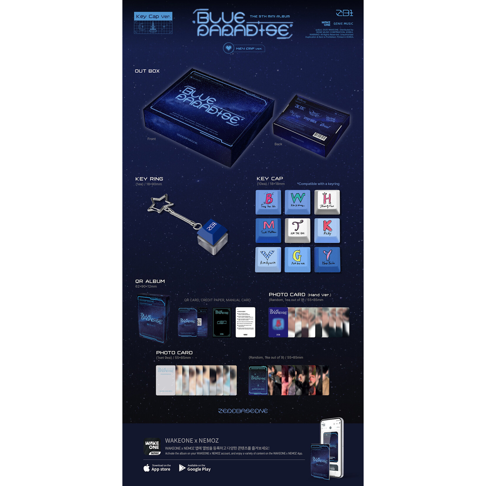 ZeroBaseOne ZEROBASEONE - The 5th Mini Album [BLUE PARADISE] (Key Cap Ver.)