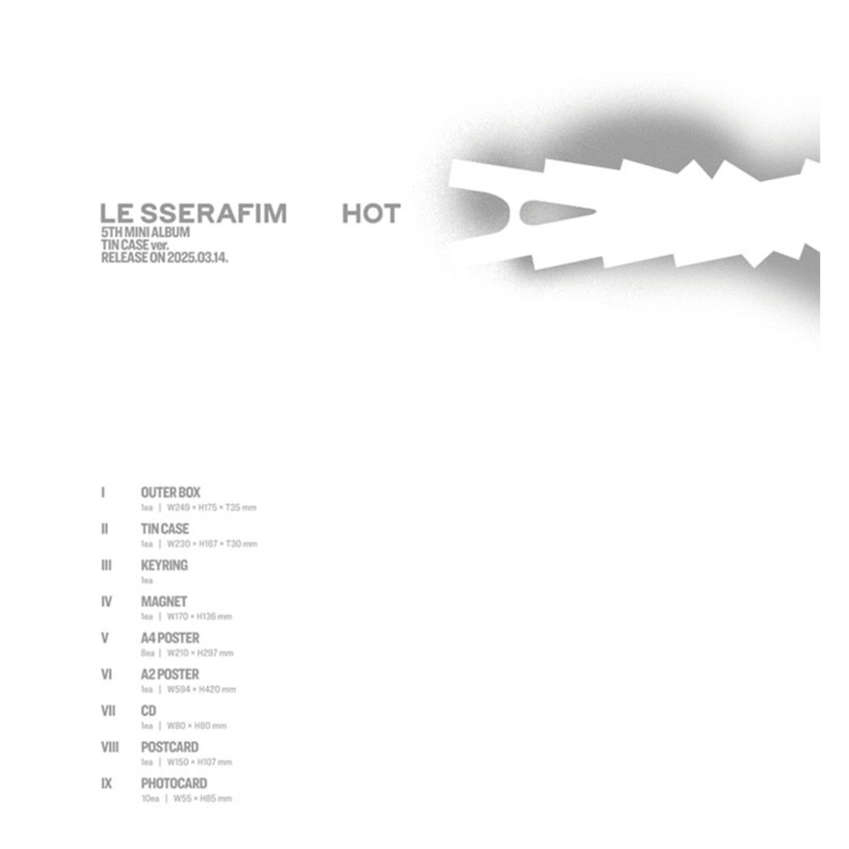 Le Sserafim LE SSERAFIM - 5th Mini Album 'HOT' (TIN CASE ver.)