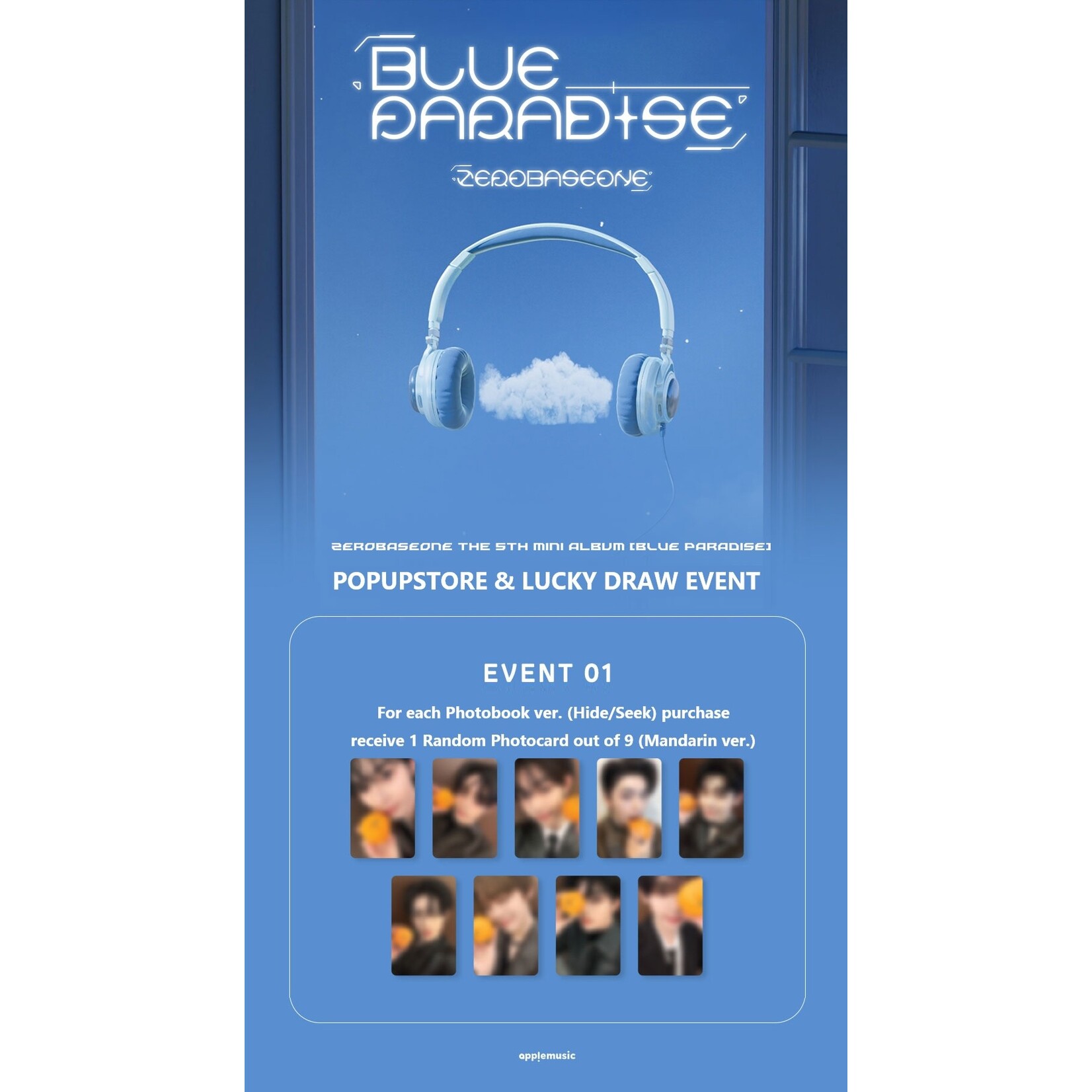 ZeroBaseOne [LUCKY DRAW] ZEROBASEONE - The 5th Mini Album [BLUE PARADISE] (Photobook ver.) + Random Photocard (APPLE MUSIC)