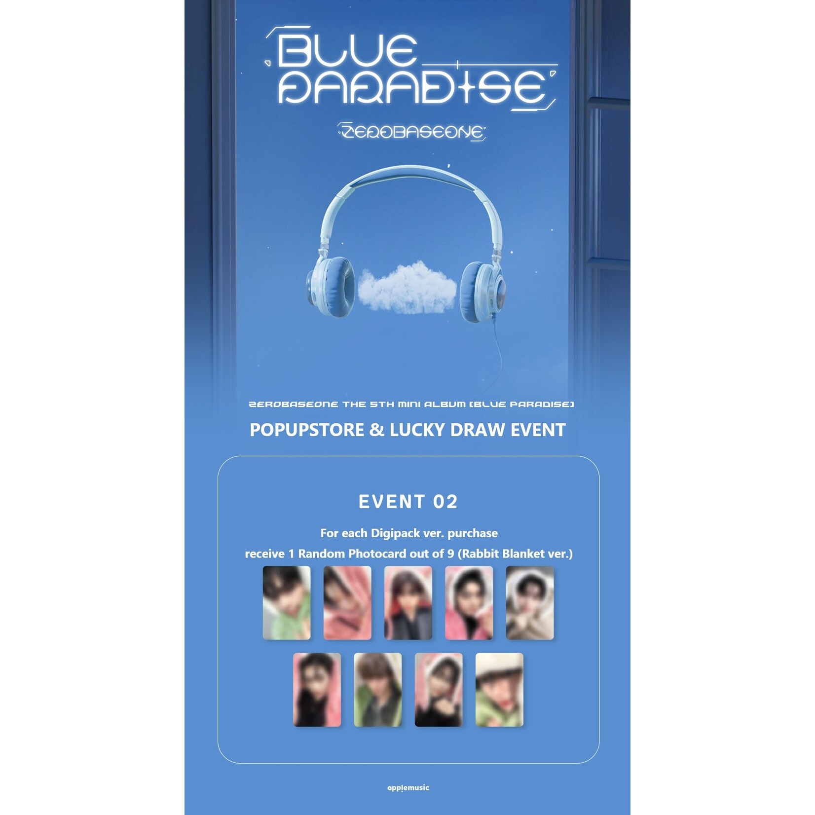 ZeroBaseOne [LUCKY DRAW] ZEROBASEONE - The 5th Mini Album [BLUE PARADISE] (Digipack Ver.) + Random Photocard (APPLE MUSIC)