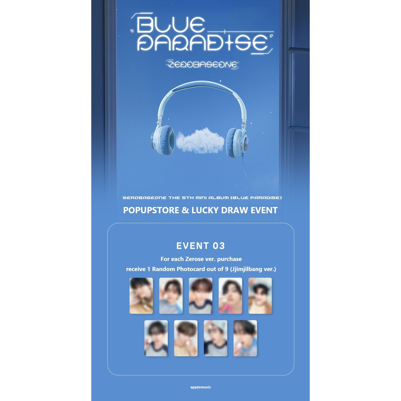 ZeroBaseOne [LUCKY DRAW] ZEROBASEONE - The 5th Mini Album [BLUE PARADISE] (ZEROSE Ver.) + Random Photocard (APPLE MUSIC)