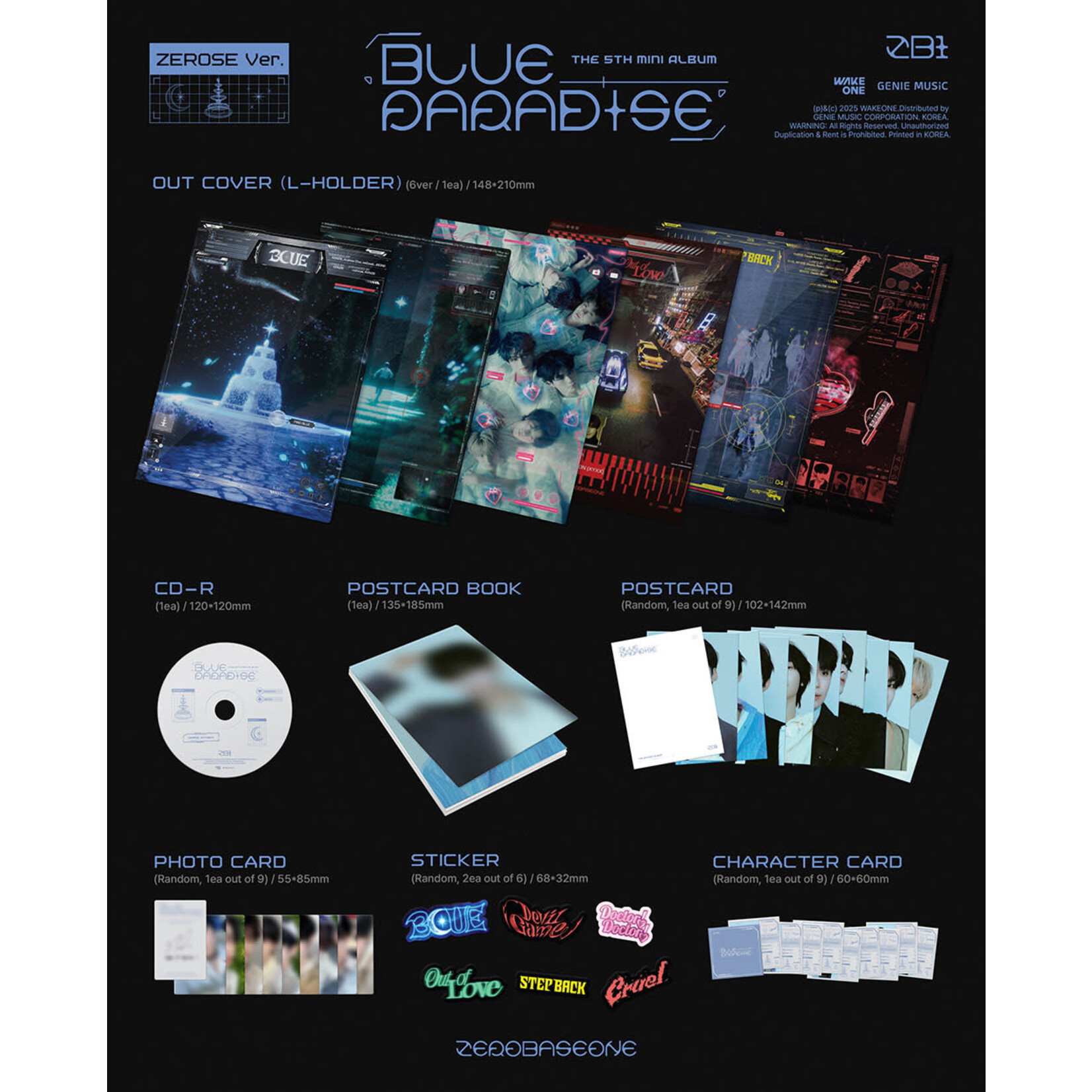 ZeroBaseOne [LUCKY DRAW] ZEROBASEONE - The 5th Mini Album [BLUE PARADISE] (ZEROSE Ver.) + Random Photocard (APPLE MUSIC)