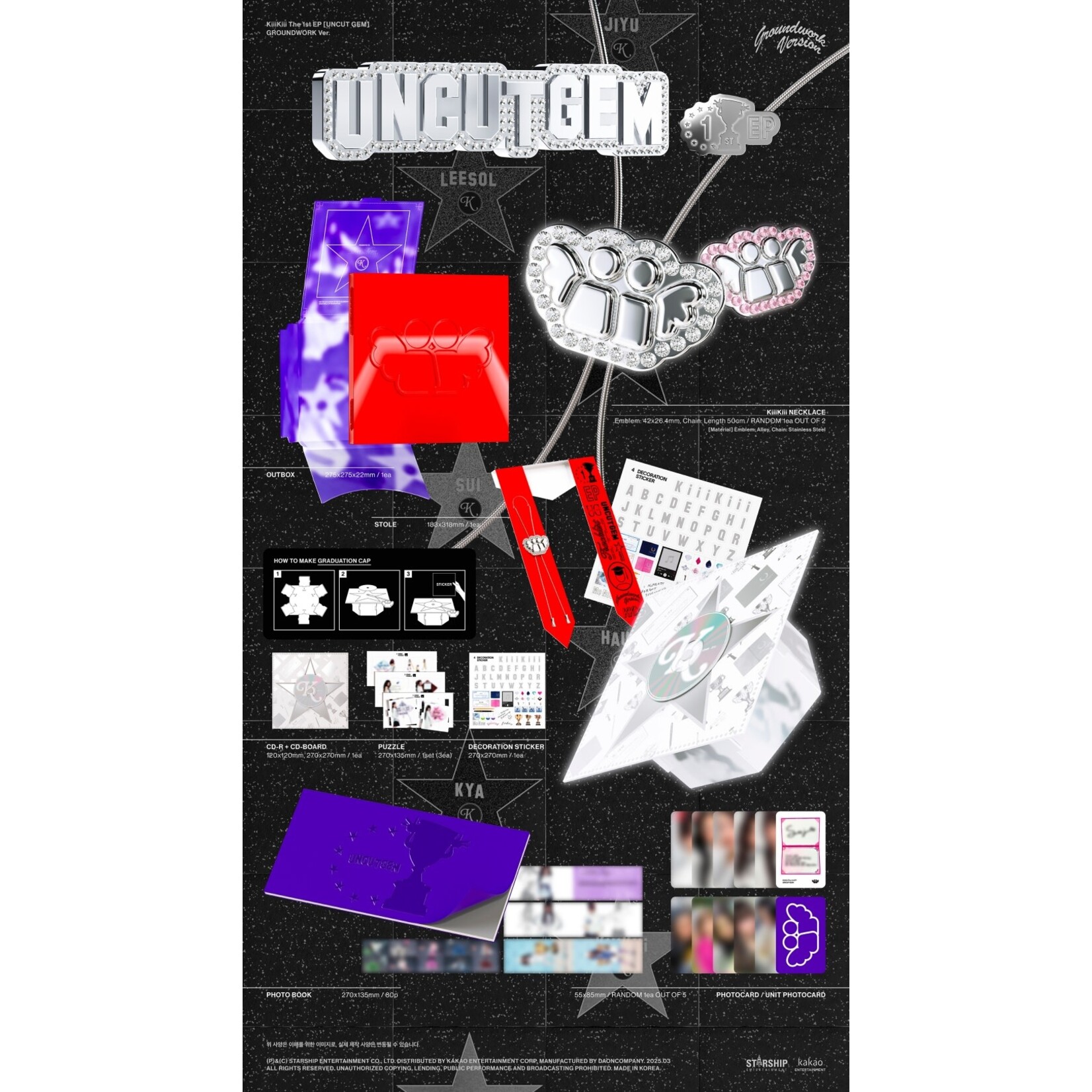 KiiiKiii KiiiKiii - The 1st EP [UNCUT GEM] (GROUNDWORK ver.) + Random Photocard (STARSHIP SQUARE)