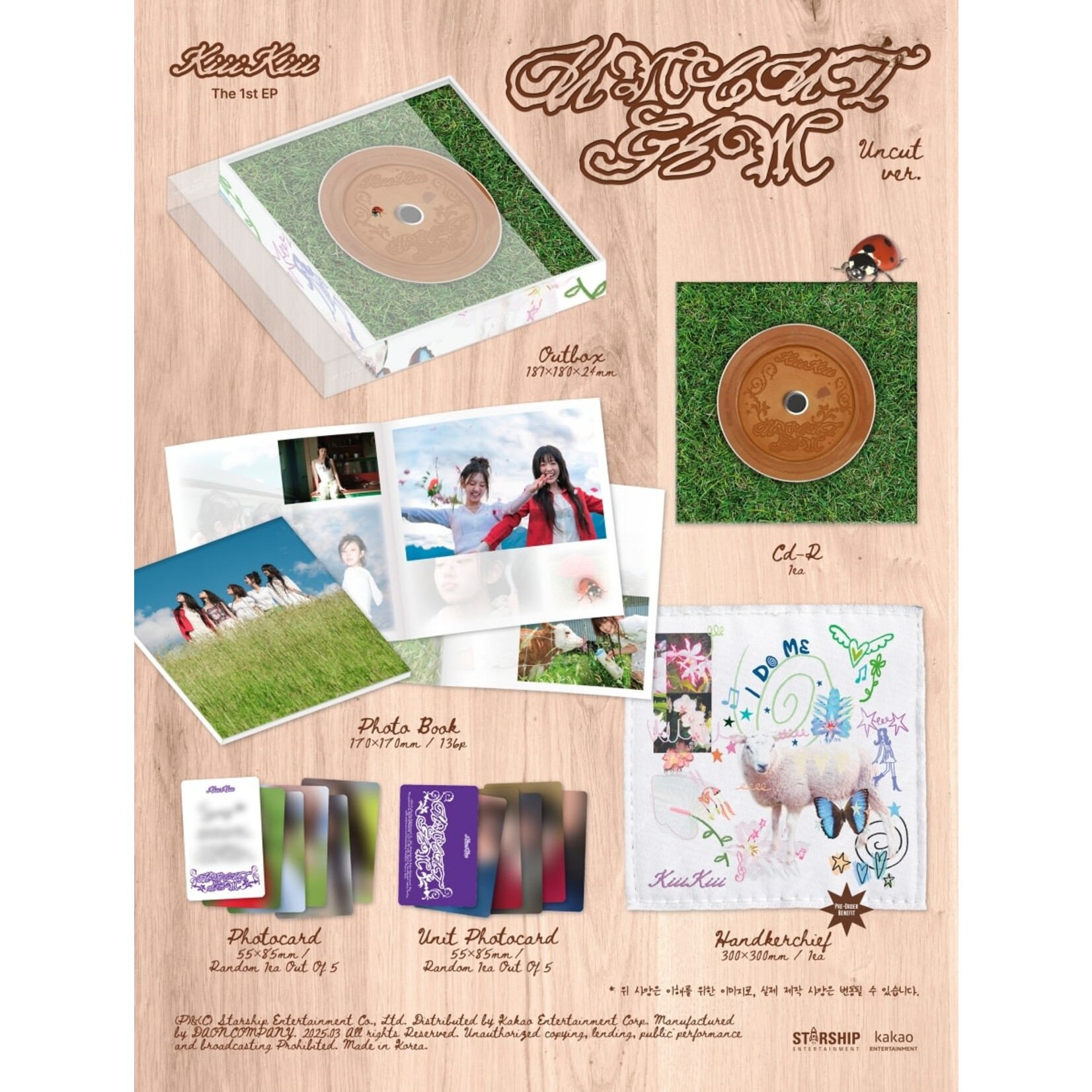 KiiiKiii KiiiKiii - The 1st EP [UNCUT GEM] (DIGGING/GEM/UNCUT ver.) + Random Photocards (STARSHIP SQUARE)