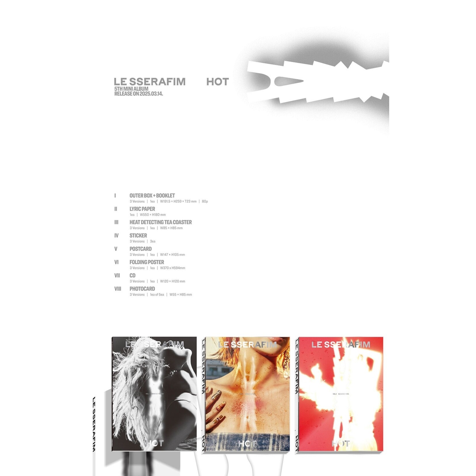 Le Sserafim LE SSERAFIM - 5th Mini Album 'HOT' (Photobook ver.) + Random Photocard (MAKESTAR)
