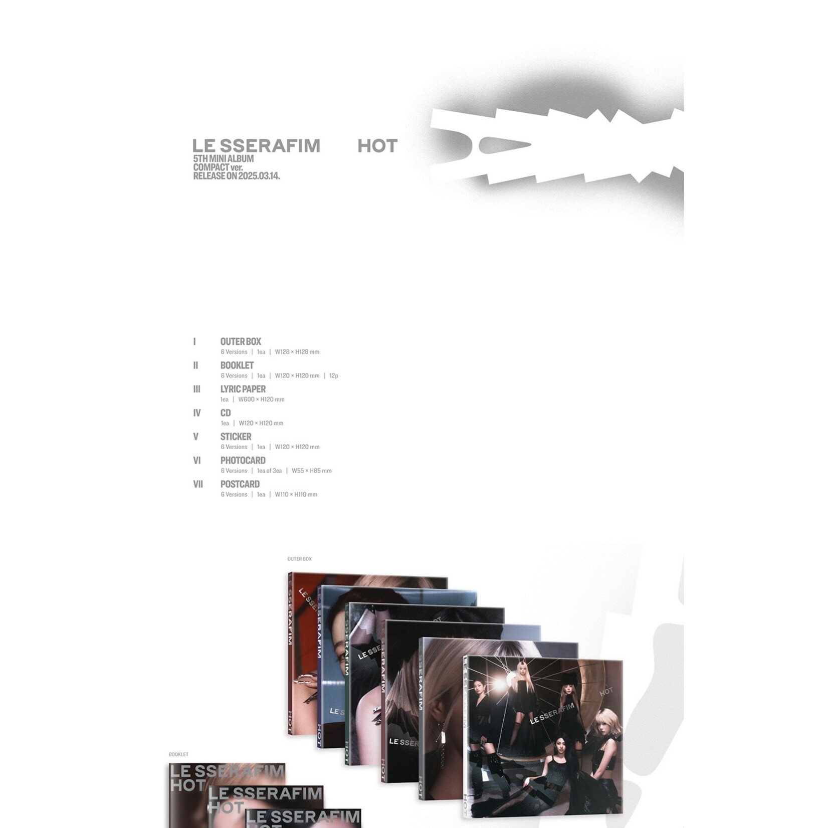 Le Sserafim LE SSERAFIM - 5th Mini Album 'HOT' (COMPACT ver.) + Random Photocard (MAKESTAR)