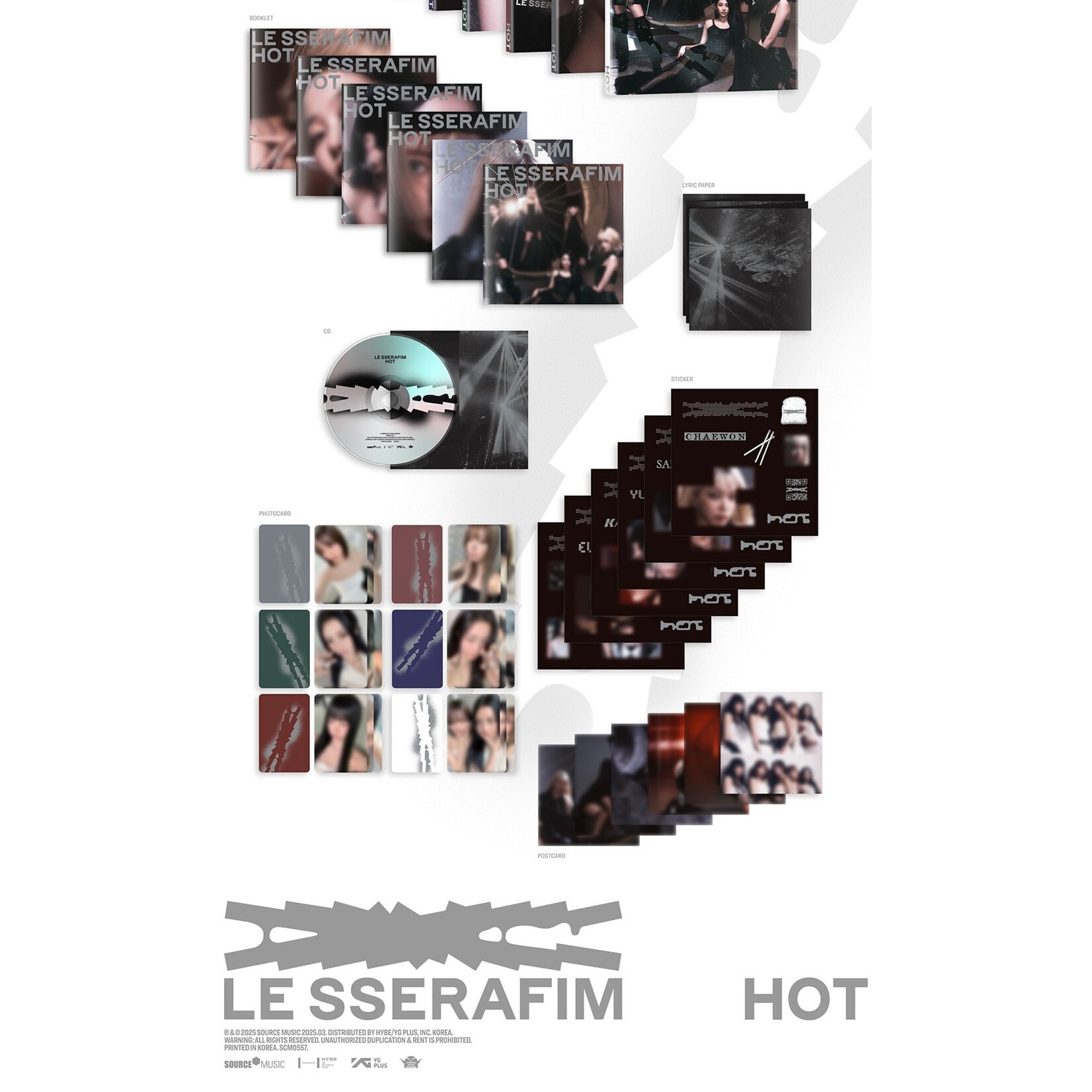 Le Sserafim LE SSERAFIM - 5th Mini Album 'HOT' (COMPACT ver.) + Random Photocard (MAKESTAR)