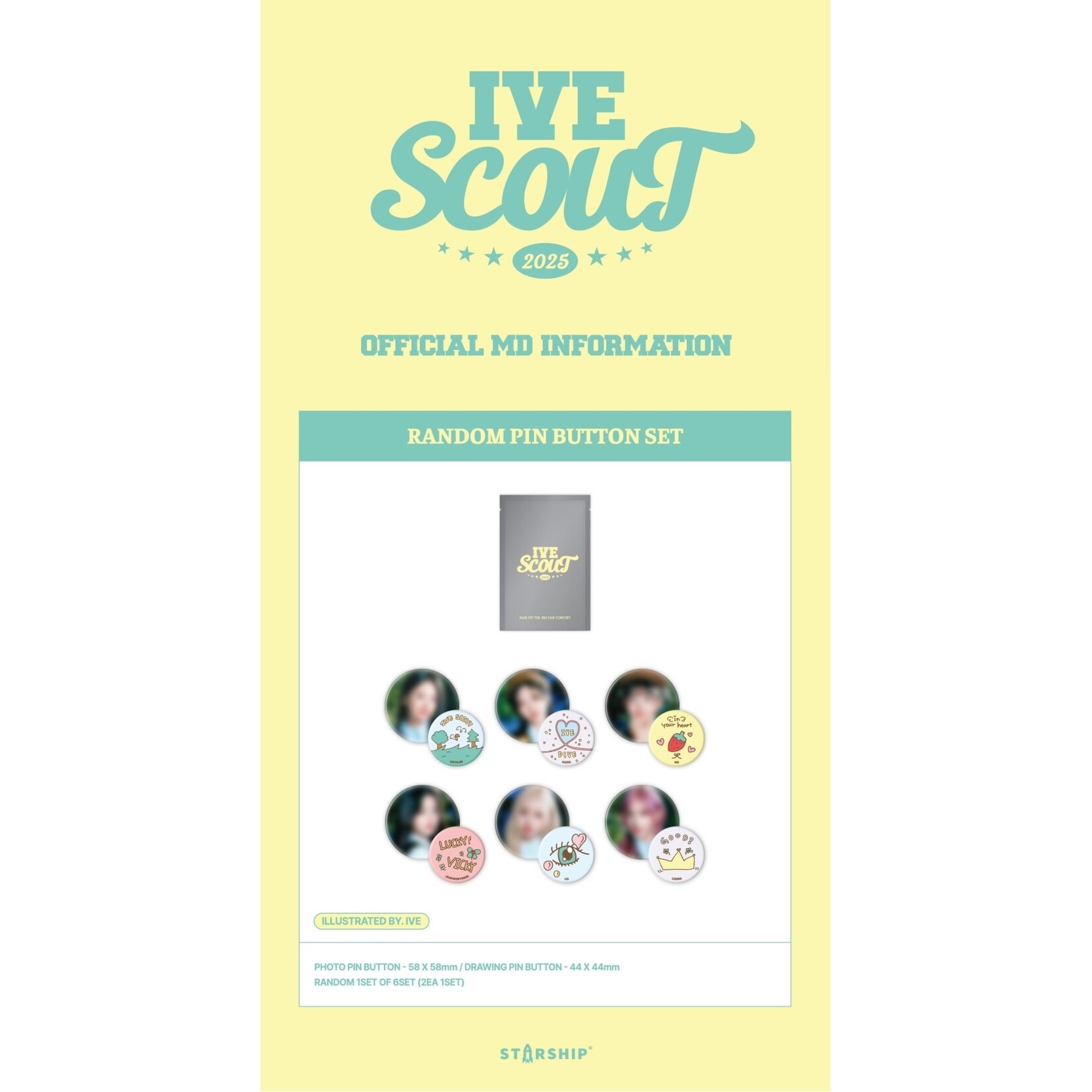 Ive IVE - 2025 IVE THE 3RD FAN CONCERT IVE SCOUT MD : RANDOM PIN BUTTON SET