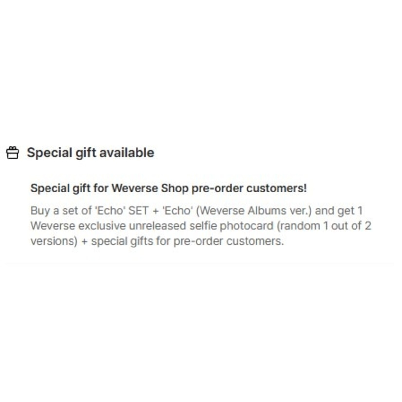 BTS JIN - 'Echo' (Set) + 'Echo' (Weverse Albums ver.) Set + EARLY-BIRD Weverse Gift (WS)