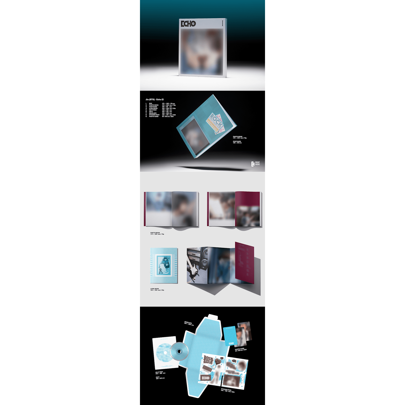 BTS JIN - 'Echo' (Set) + 'Echo' (Weverse Albums ver.) Set + EARLY-BIRD Weverse Gift (WS)