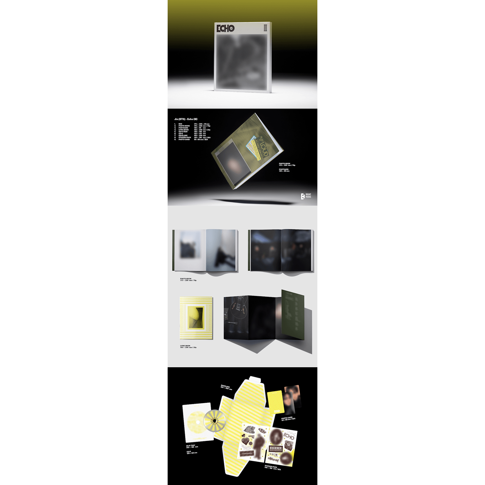 BTS JIN - 'Echo' (Set) + 'Echo' (Weverse Albums ver.) Set + EARLY-BIRD Weverse Gift (WS)