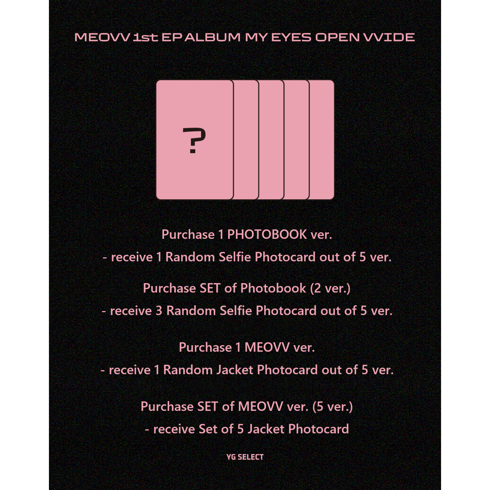 MEOVV MEOVV - 1st EP ALBUM 'MY EYES OPEN VVIDE' (Photobook ver.) + Random Photocard (YG)