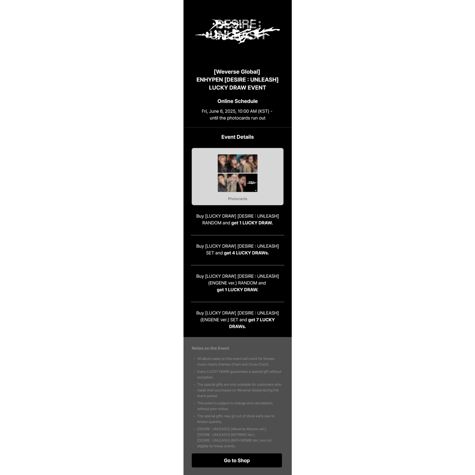 Enhypen (LUCKYDRAW) ENHYPEN - 6th Mini Album [DESIRE : UNLEASH] (Photobook ver.) + Weverse Gift (WS)