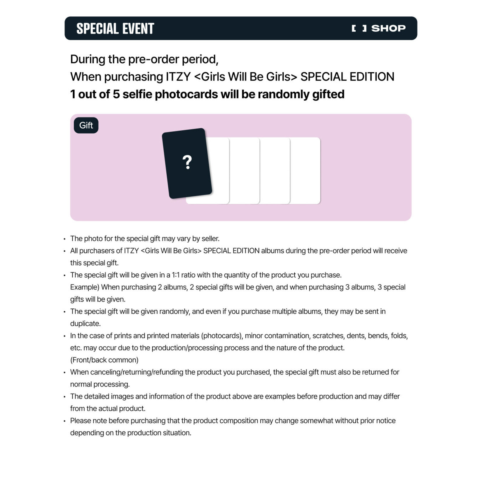 Itzy ITZY - [Girls Will Be Girls] (SPECIAL EDITION) + Random Photocard (FANS SHOP)