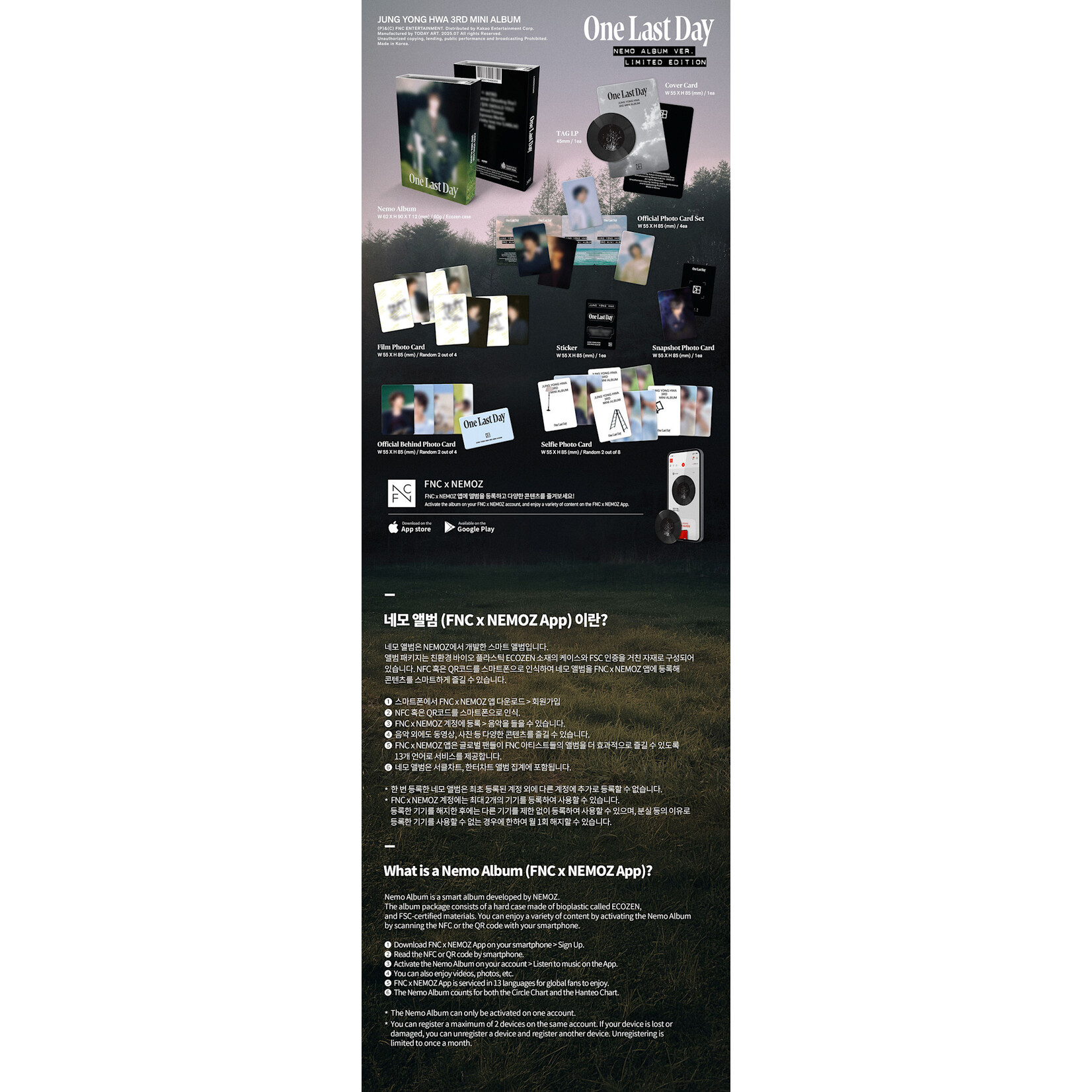 CNBLUE JUNG YONG HWA - 3rd Mini Album [One Last Day] (NEMO ALBUM) (LIMITED EDITION)
