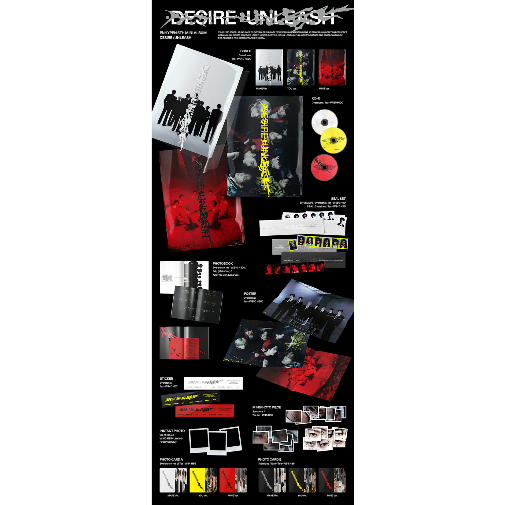 Enhypen (2ND LUCKYDRAW) ENHYPEN - 6th Mini Album [DESIRE : UNLEASH] (Photobook ver.) + Random Photocard (MUSICPLANT)