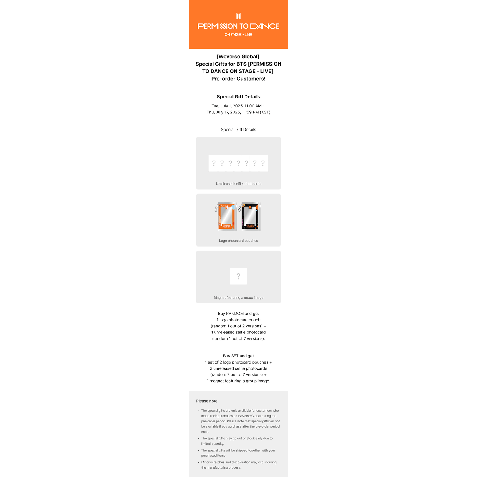 BTS BTS - PERMISSION TO DANCE ON STAGE – LIVE + Weverse Gift (WS)