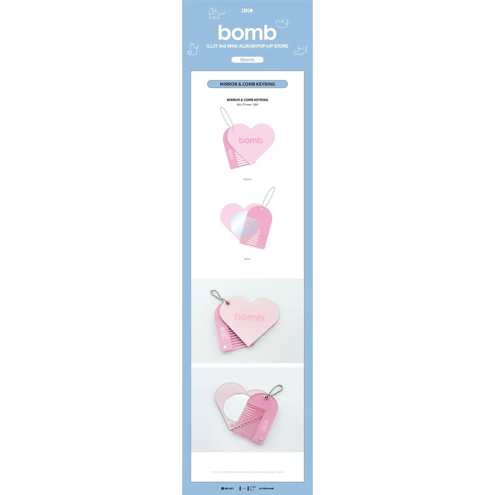 ILLIT ILLIT - ILLIT 3rd MINI ALBUM 'bomb' POP-UP STORE Merch MIRROR & COMB KEYRING