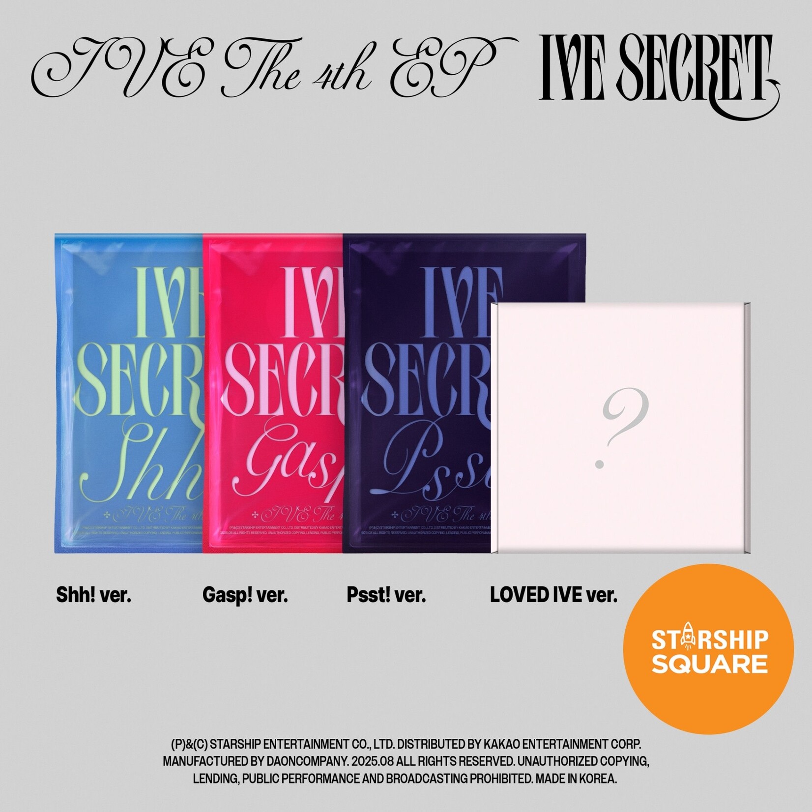 Ive IVE - THE 4TH EP [IVE SECRET] (VER SET / LOVED IVE Ver.) + Random Photocard (Starship Square)
