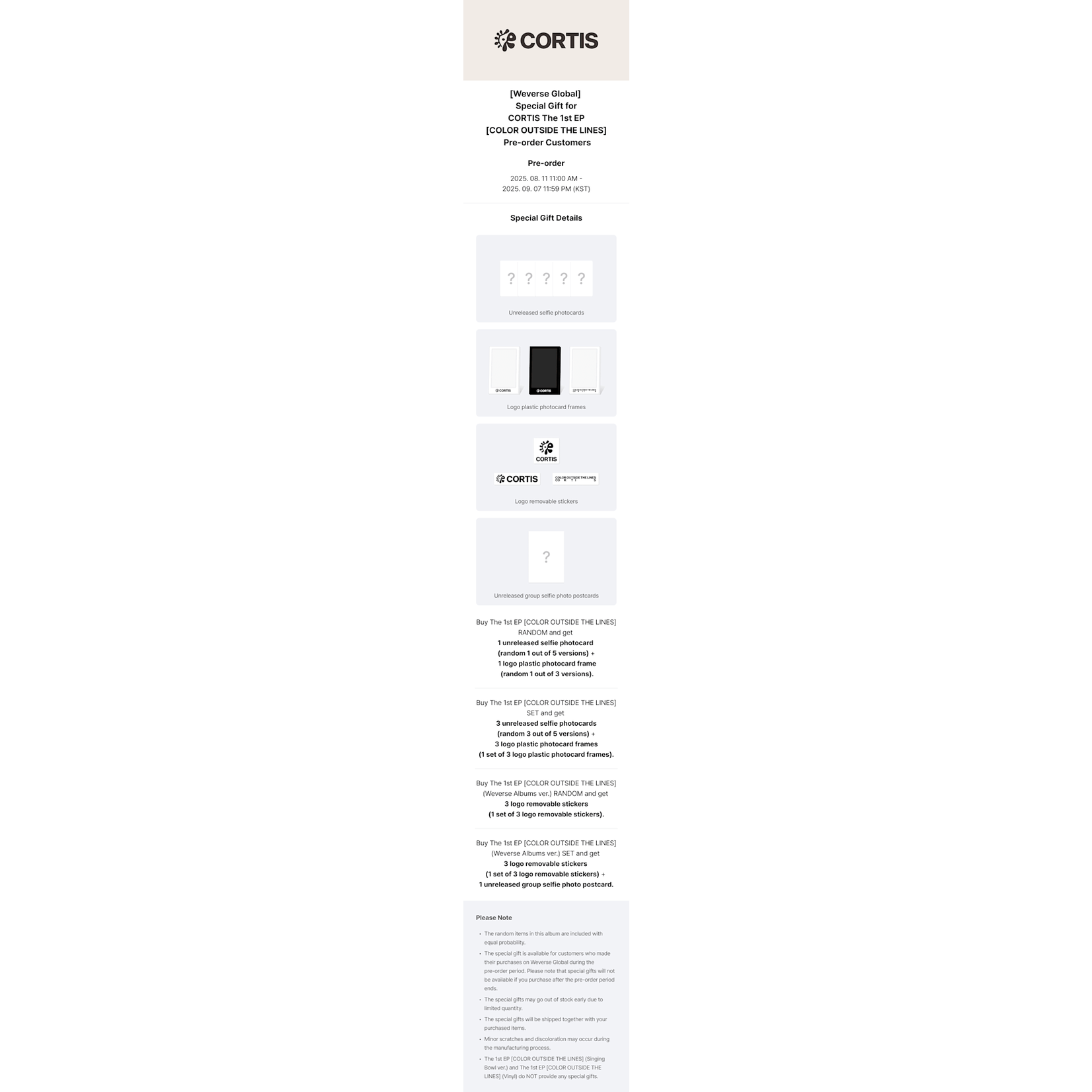 CORTIS CORTIS - The 1st EP [COLOR OUTSIDE THE LINES] (Weverse Albums ver.) + Weverse Gift (WS)