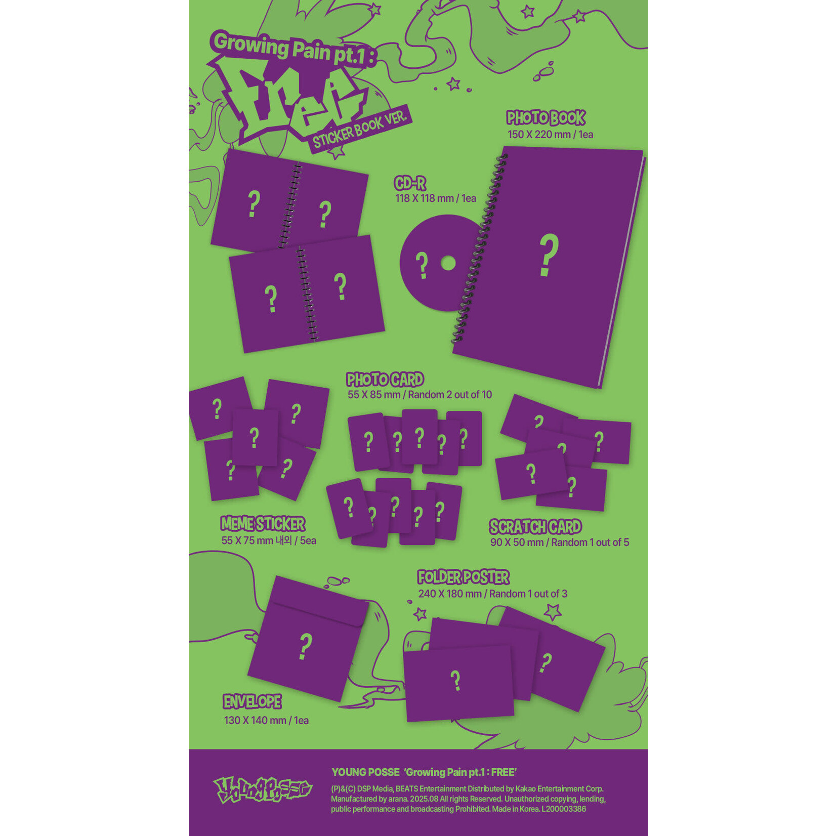 YOUNG POSSE YOUNG POSSE - 4th EP Album [Growing Pain pt.1 : FREE] (Sticker Book Ver.)