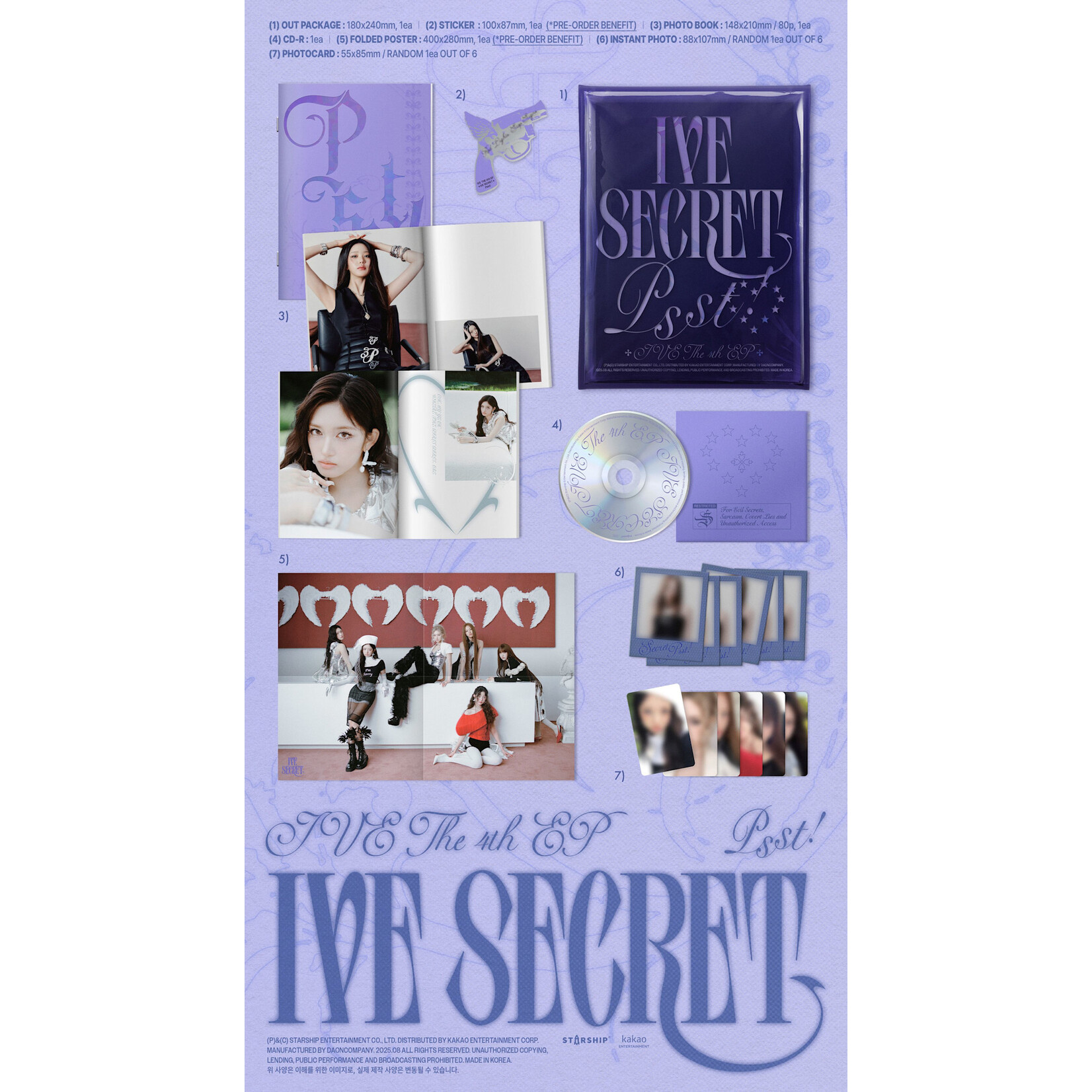 NCT [LUCKY DRAW] IVE - THE 4TH EP [IVE SECRET] (Shh! ver. / Gasp! ver. / Psst! ver./ LOVED IVE ver.) (4types Random Ver.) + Random Photocard (SW)