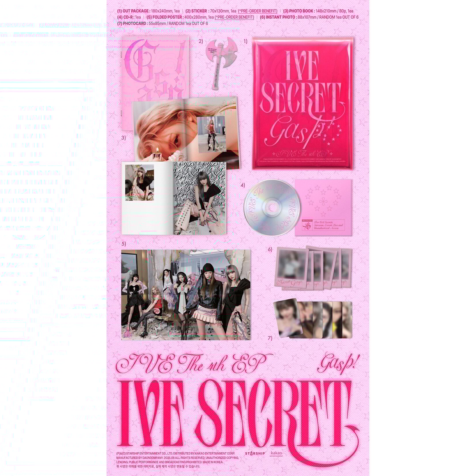 Ive IVE - THE 4TH EP [IVE SECRET] (4types Photobook Ver.) + Random Photocard (HELLOLIVE MEET & CALL Puppy IVE ver.)