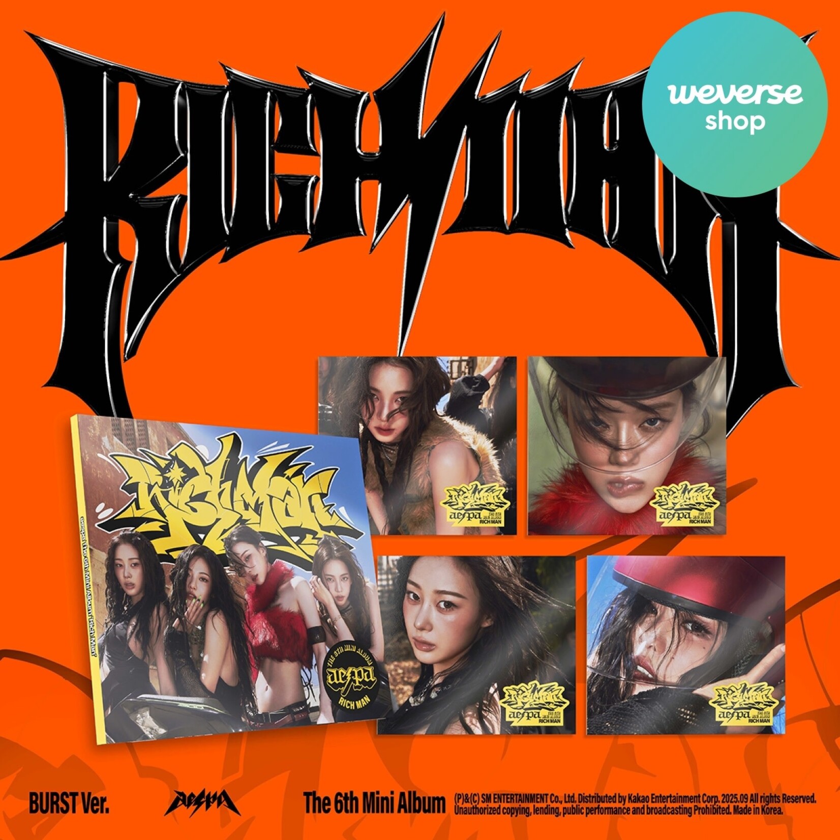 Aespa [LUCKY DRAW] aespa - 6th MiniI Album [Rich Man] (BURST Ver.) + Random Photocard (Weverse Shop)