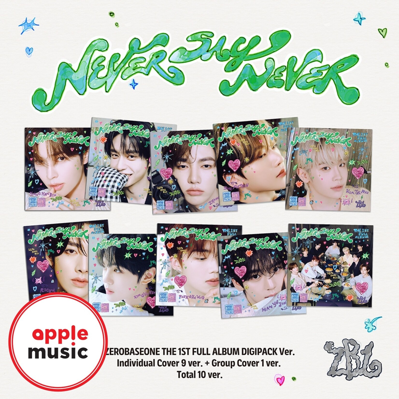ZeroBaseOne [LUCKY DRAW] ZEROBASEONE - THE 1ST FULL ALBUM [NEVER SAY NEVER] (DIGIPACK Ver.) + Random Photocard (APPLE MUSIC)
