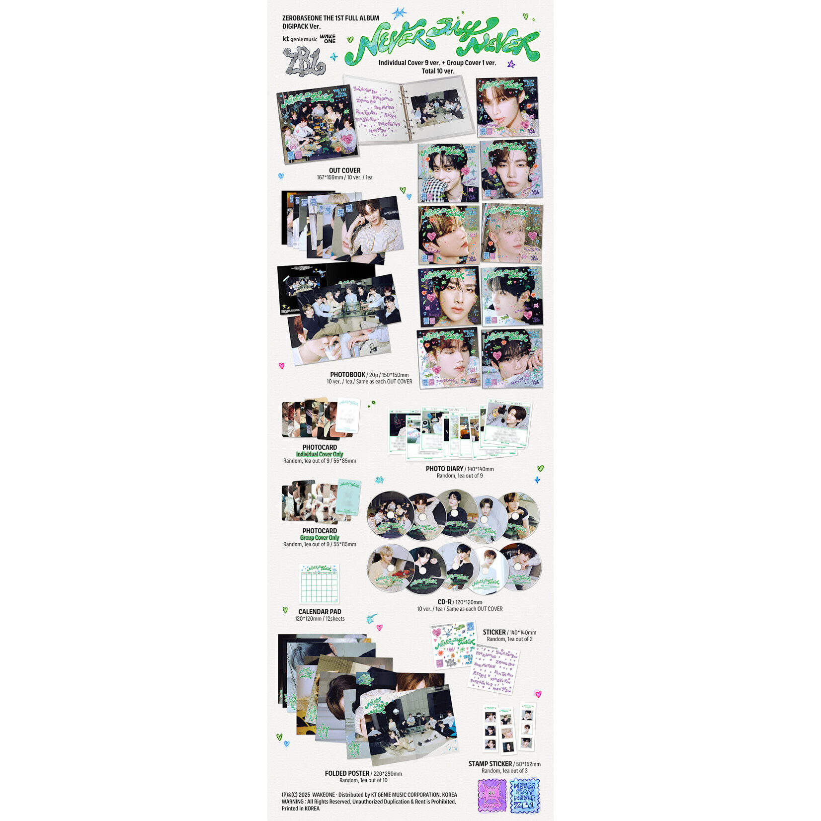 ZeroBaseOne [LUCKY DRAW] ZEROBASEONE - THE 1ST FULL ALBUM [NEVER SAY NEVER] (DIGIPACK Ver.) + Random Photocard (APPLE MUSIC)