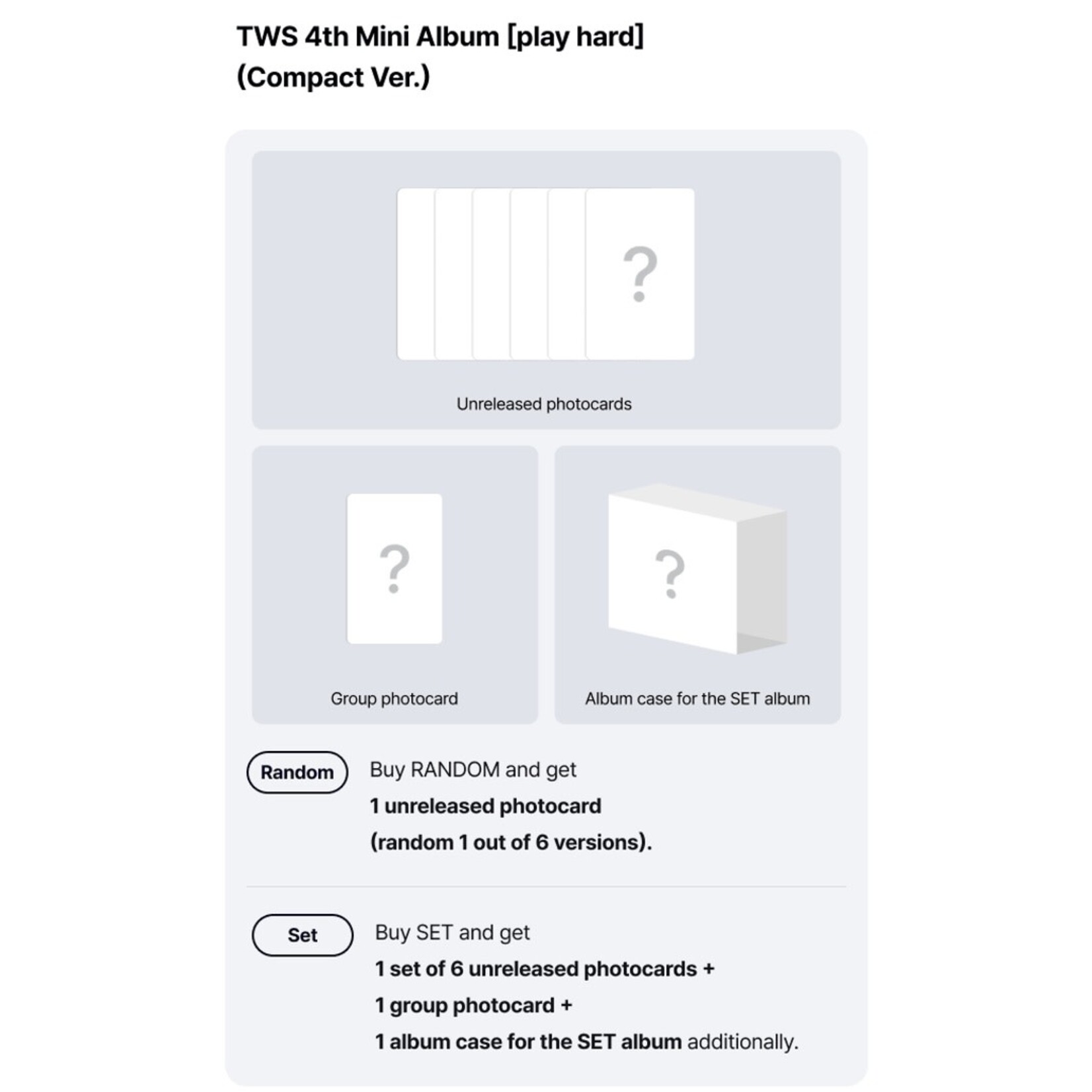 TWS TWS - 4th Mini Album 'play hard' (Compact ver.) + Weverse Gift (WS)