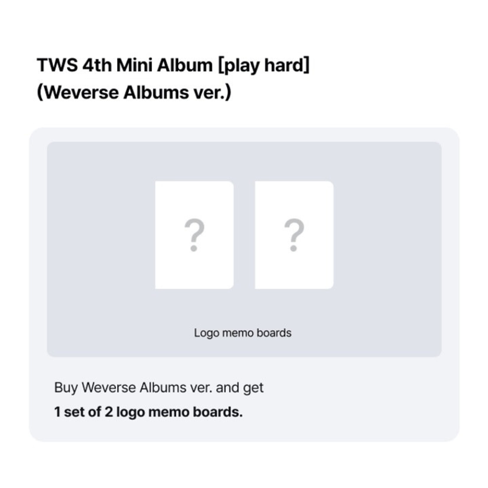 TWS TWS - 4th Mini Album 'play hard' (Weverse Albums ver.) + Weverse Gift (WS)