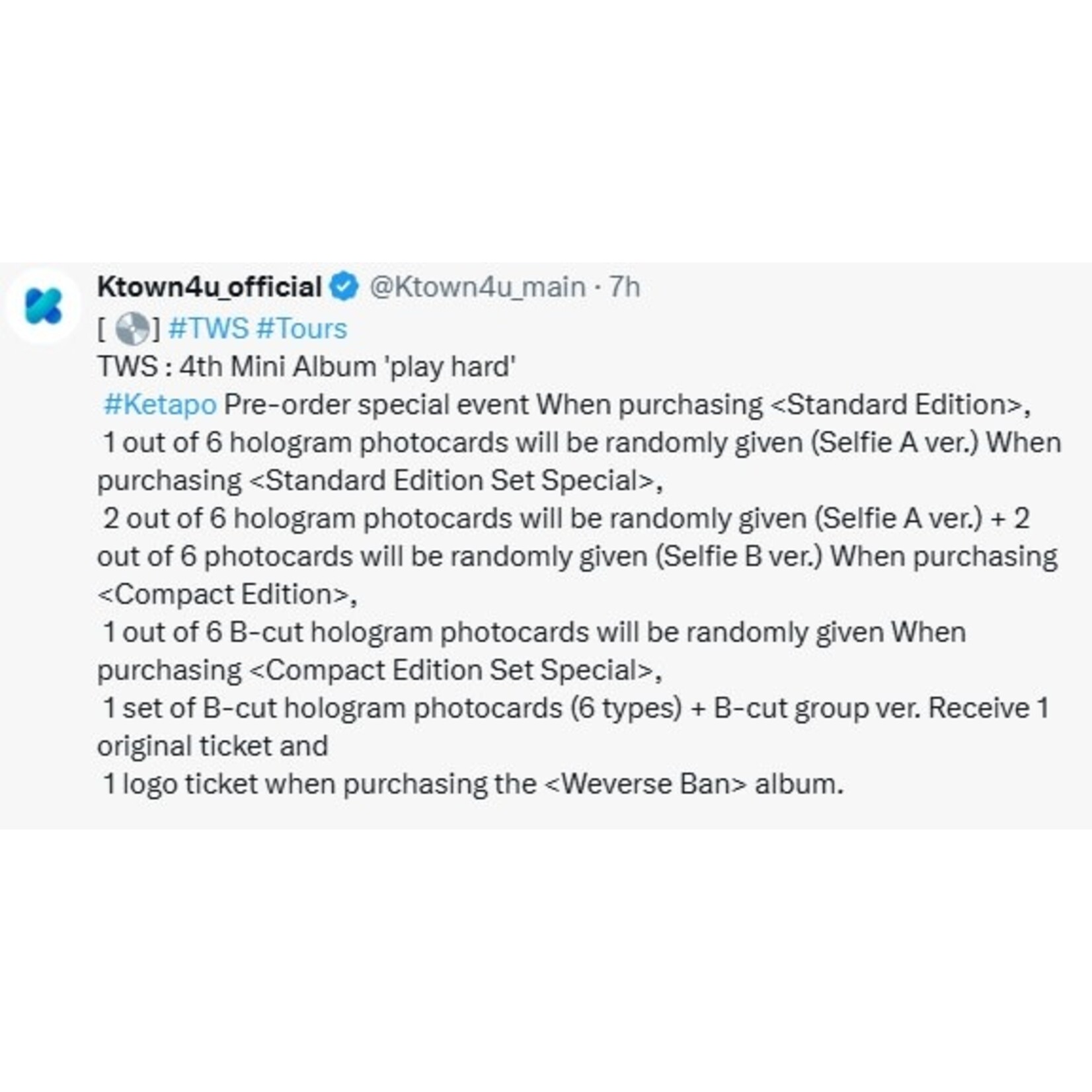 TWS TWS - 4th Mini Album 'play hard' (Photobook Ver.) + Random Photocard (KTOWN4U)