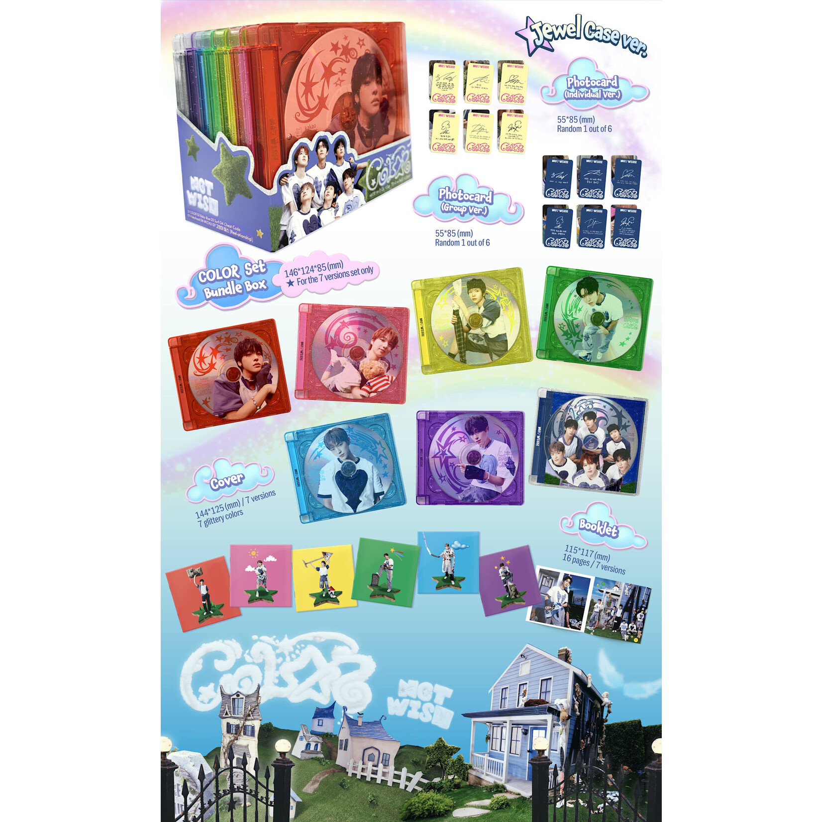 NCT [LUCKY DRAW] NCT WISH - 3RD MINI ALBUM [COLOR] (Jewel Case Ver.) + Random Photocard (APPLE MUSIC)