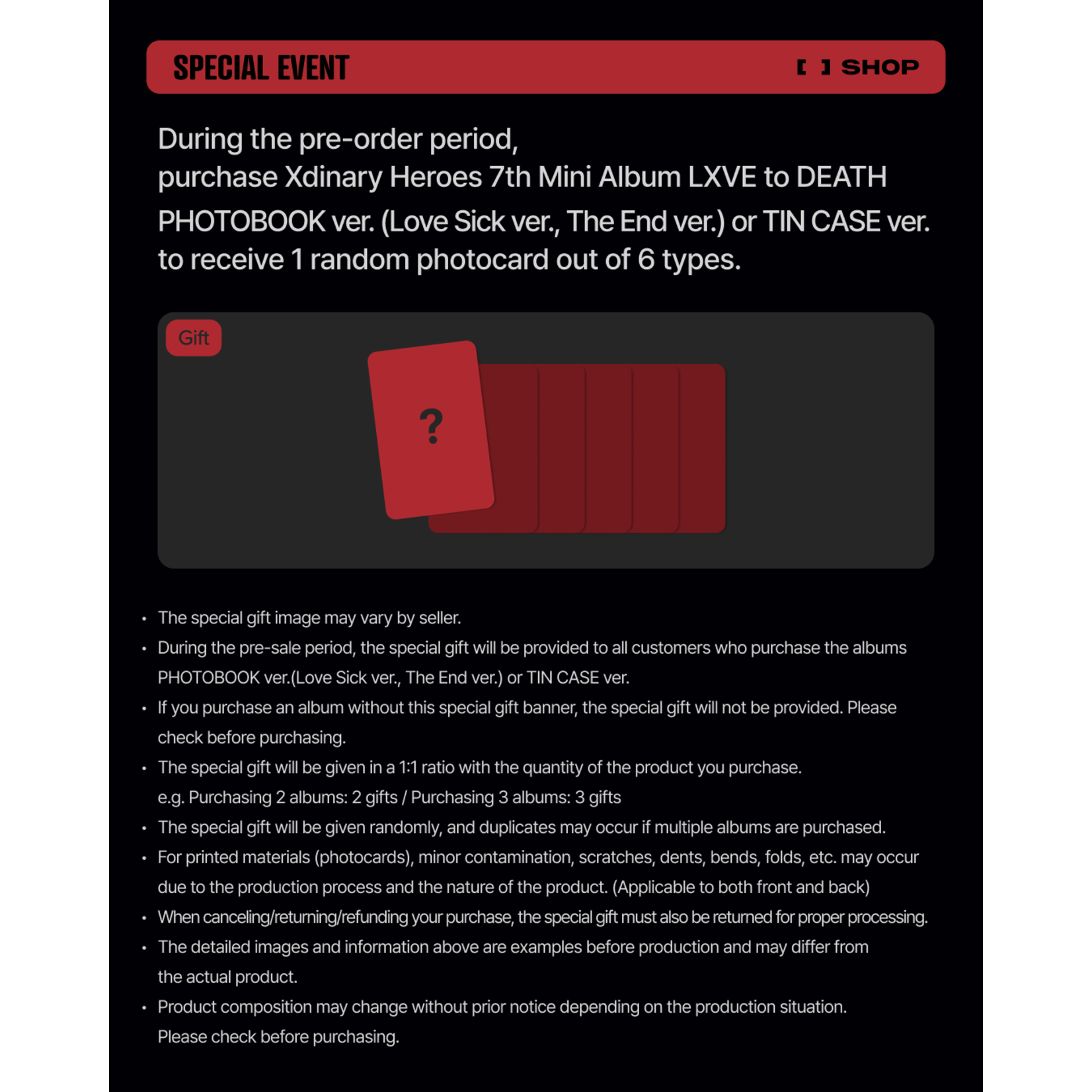 Xdinary Heroes Xdinary Heroes - 7TH MINI ALBUM [LXVE TO DEATH] (Photobook Ver.) + Random Photocard (FANS SHOP)