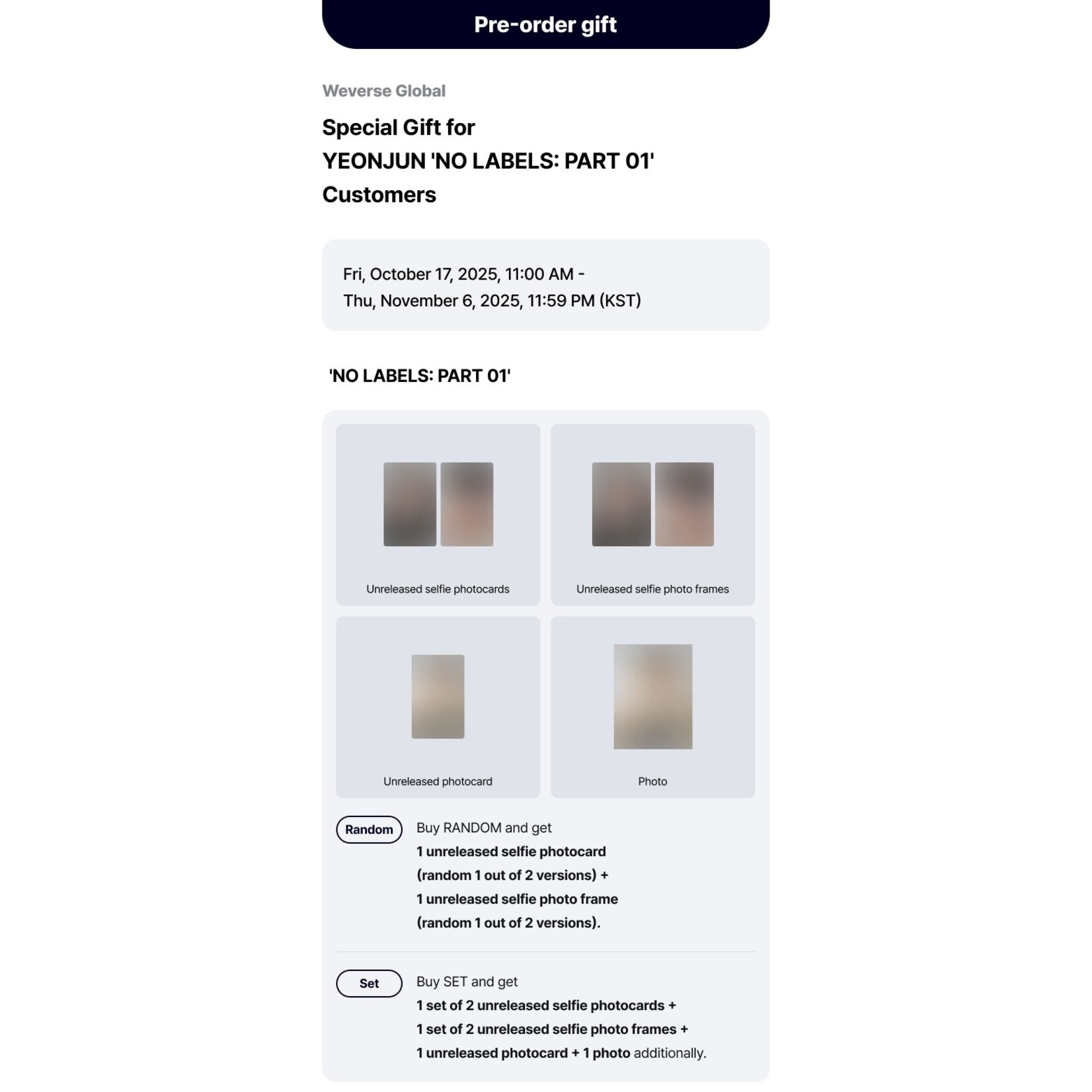 TXT YEONJUN - 'NO LABELS: PART 01' (Standard Ver.) + Weverse Gift (WS)