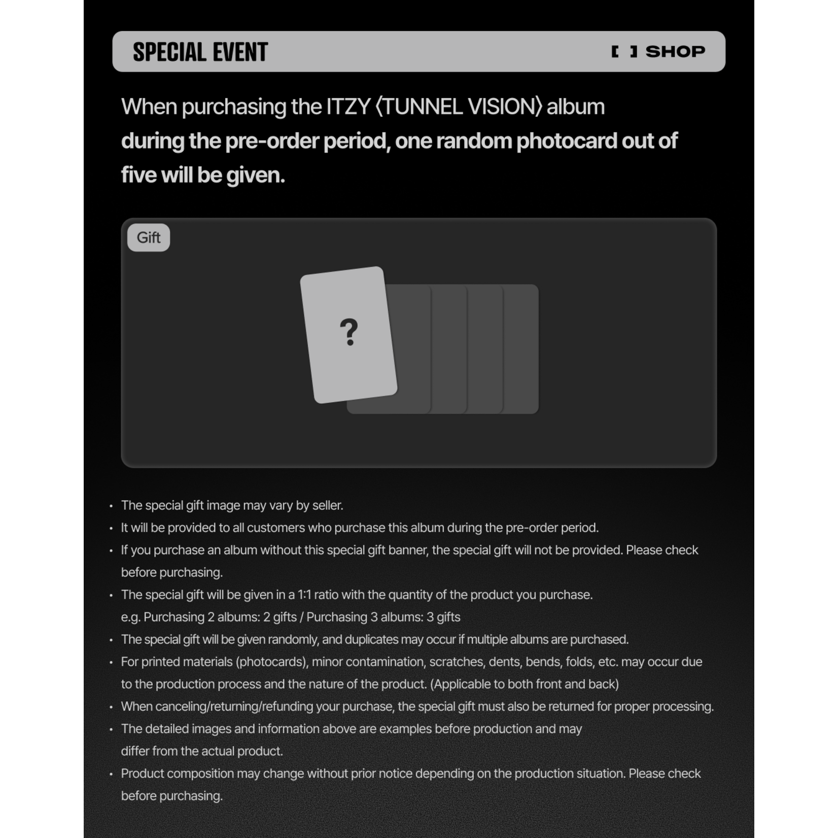 Itzy ITZY - TUNNEL VISION (Box Ver.) + Random Photocard (FANS SHOP)