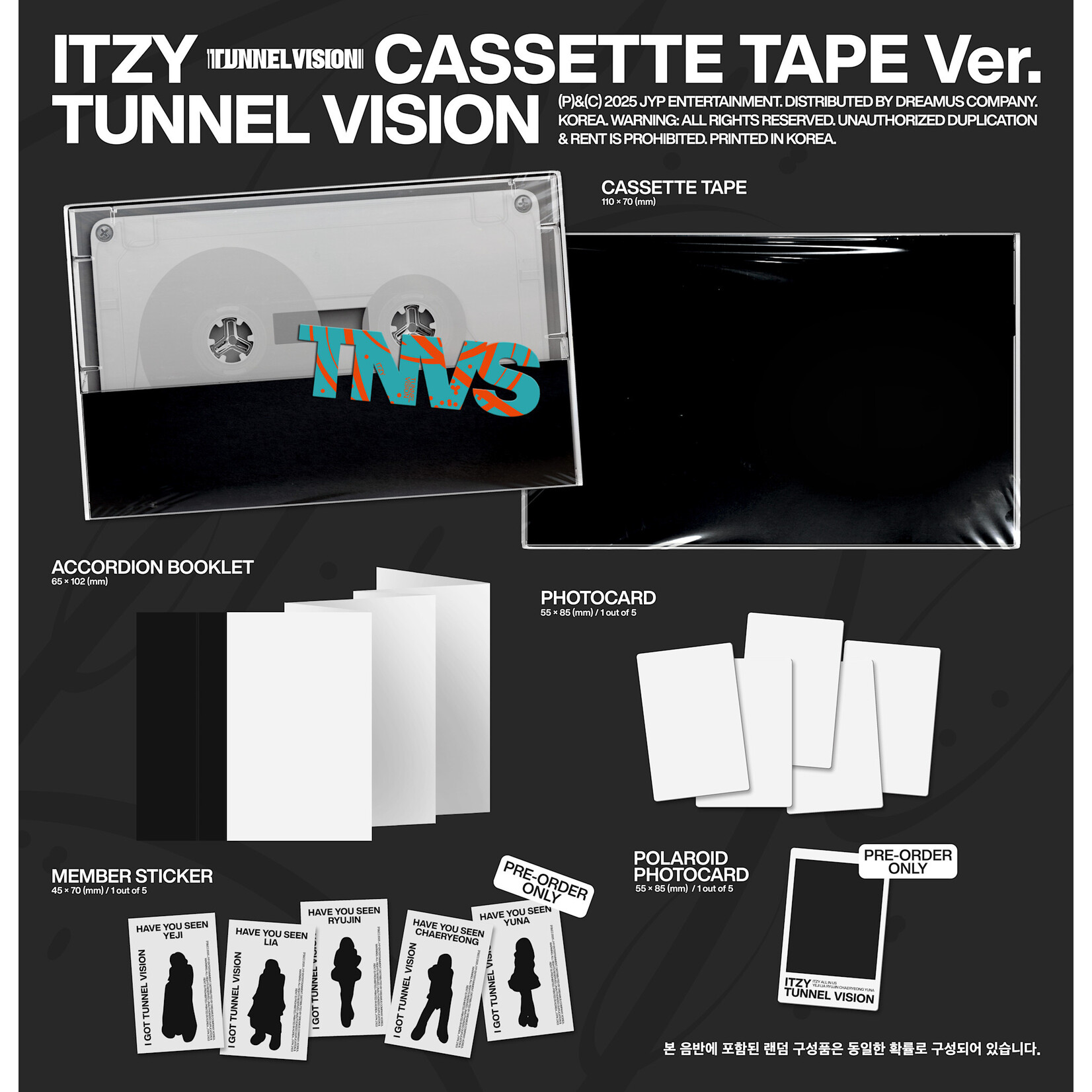 Itzy ITZY - TUNNEL VISION (Cassette Tape Ver.) + Random Photocard (APPLE MUSIC)