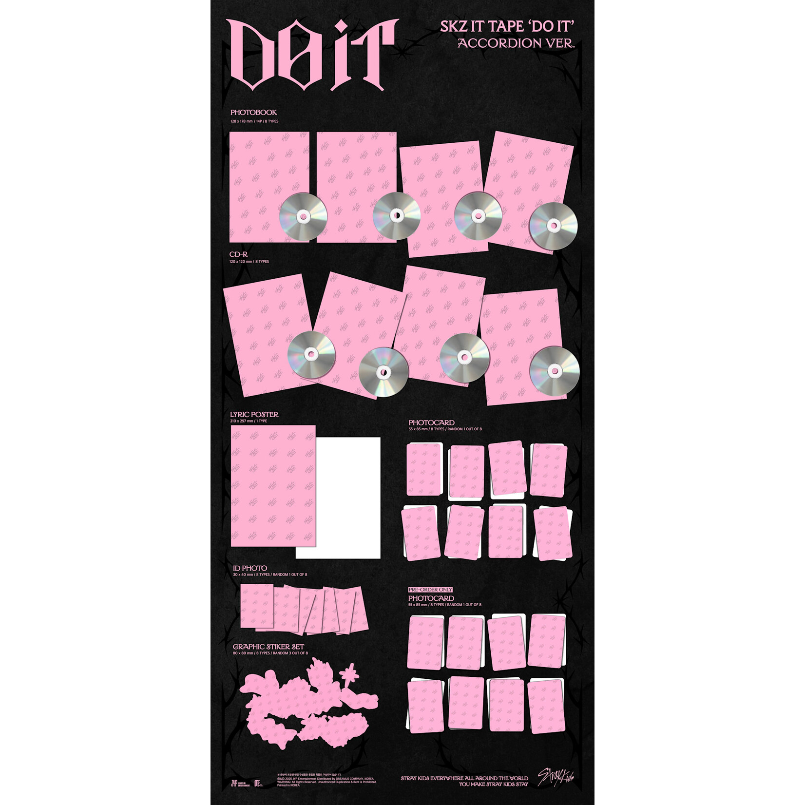 Stray Kids Stray Kids - SKZ IT TAPE ‘DO IT’ (ACCORDION VER.) + Random Photocard (MAKESTAR)