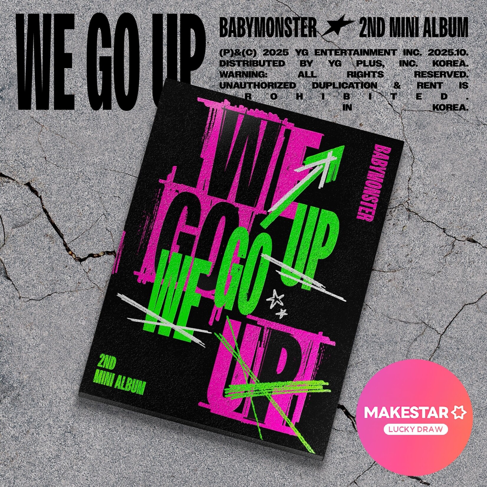 BABYMONSTER [LUCKY DRAW] BABYMONSTER - 2nd MINI ALBUM [WE GO UP] (UP Ver.) + Random 2 Photocards (MAKESTAR)