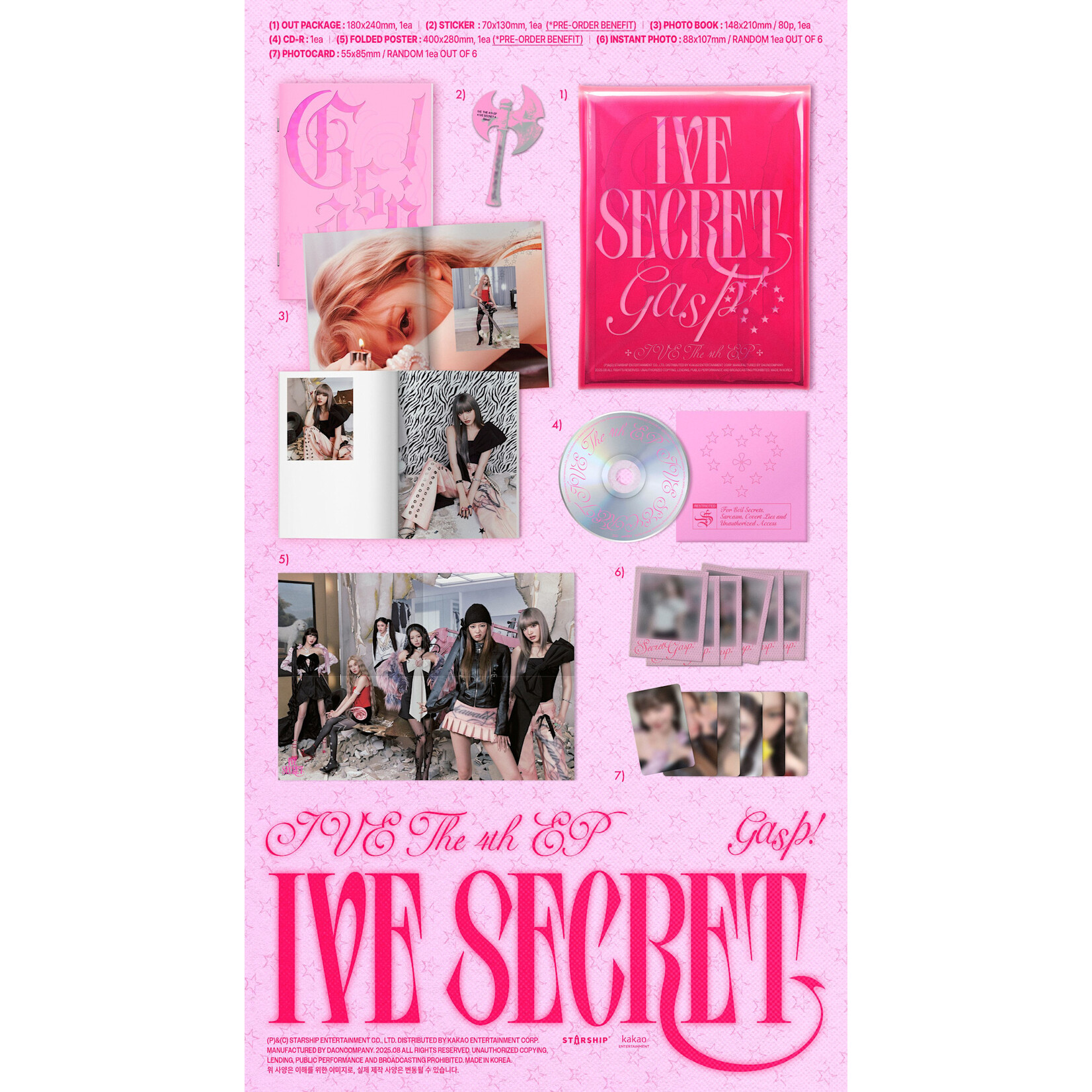 Ive IVE - THE 4TH EP [IVE SECRET] (Photobook Ver.) + Random VIDEO CALL EVENT Photocard (APPLE MUSIC)