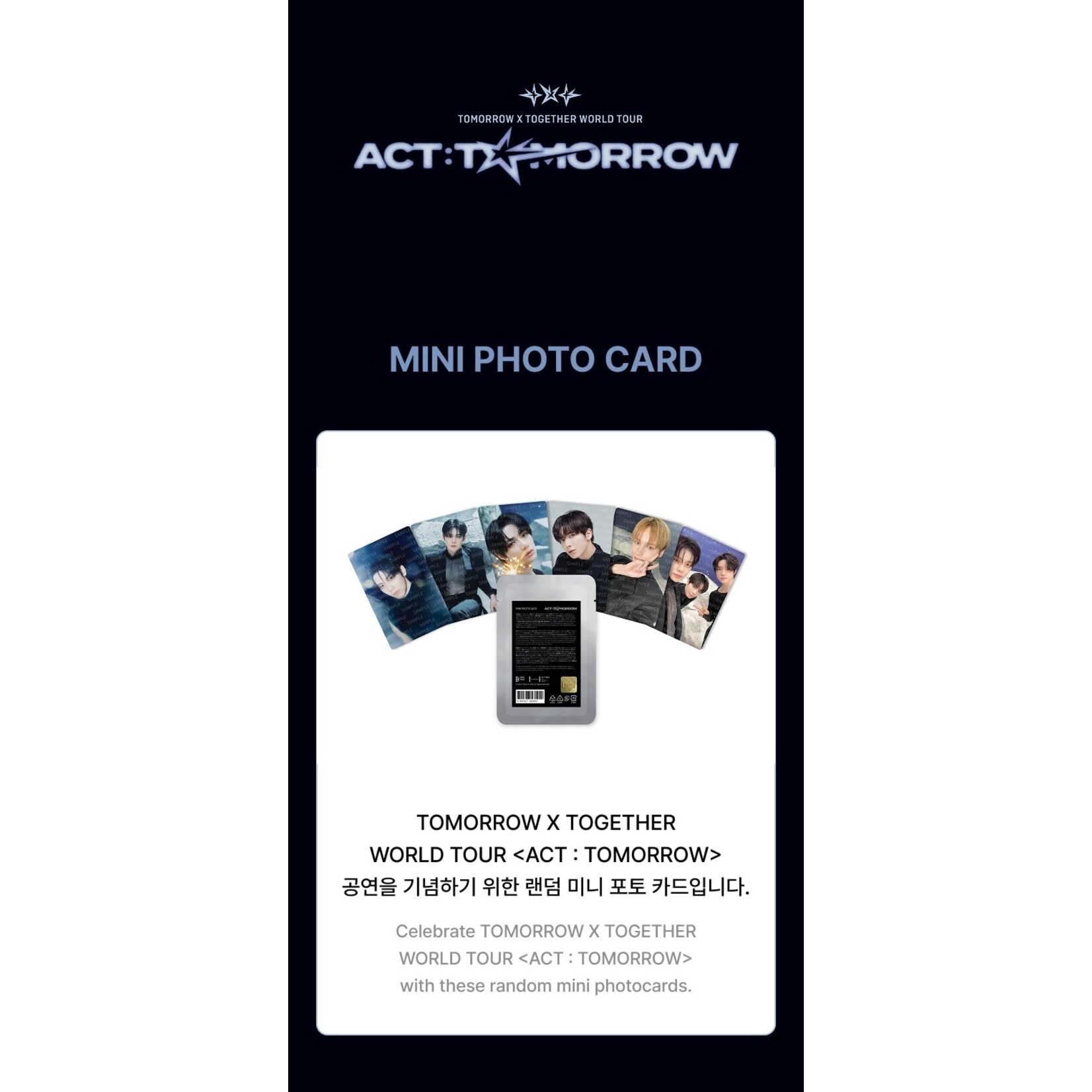 TXT TOMORROW X TOGETHER - WORLD TOUR  Mini Photo Card Set