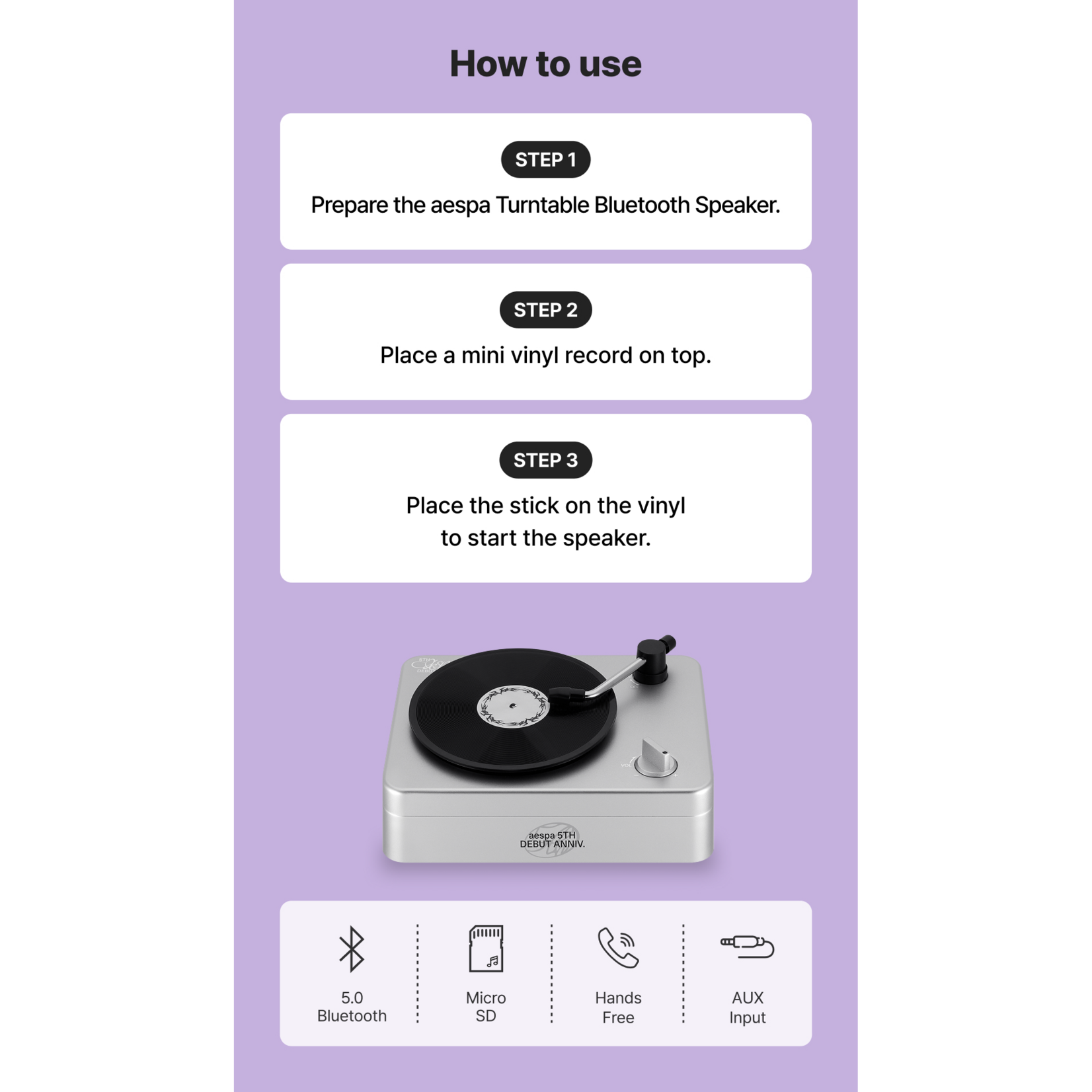 Aespa aespa - 5TH ANNIVERSARY TURNTABLE BLUETOOTH SPEAKER SET