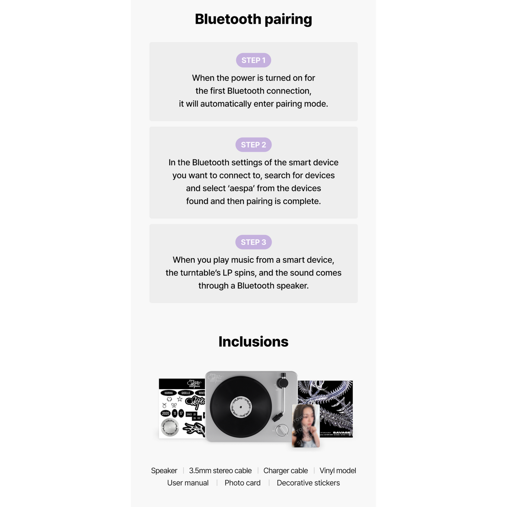 Aespa aespa - 5TH ANNIVERSARY TURNTABLE BLUETOOTH SPEAKER SET