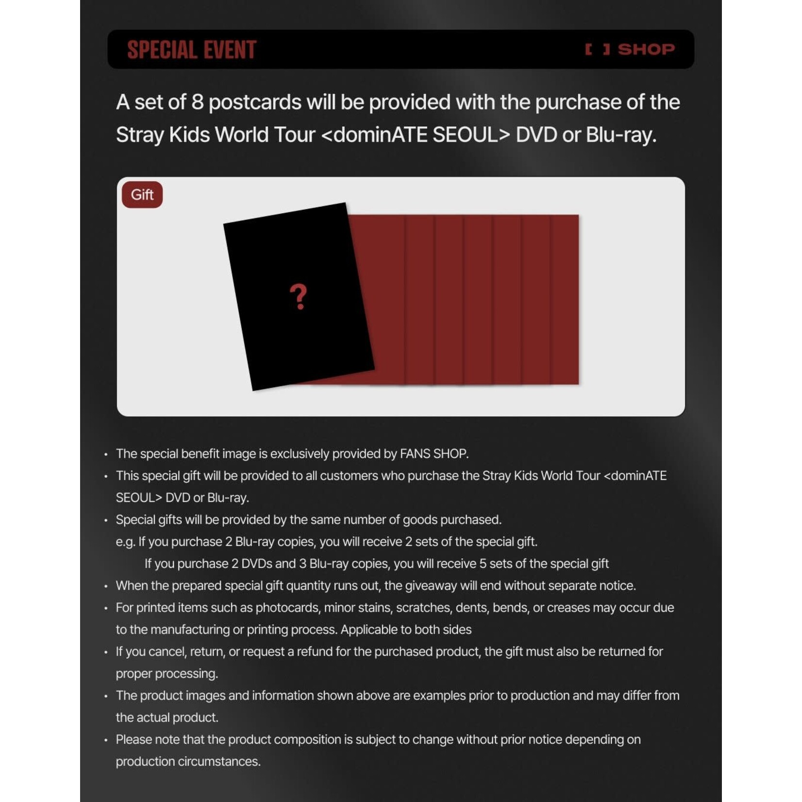 Stray Kids Stray Kids - Stray Kids World Tour  DVD + Postcard SET (FANS SHOP)