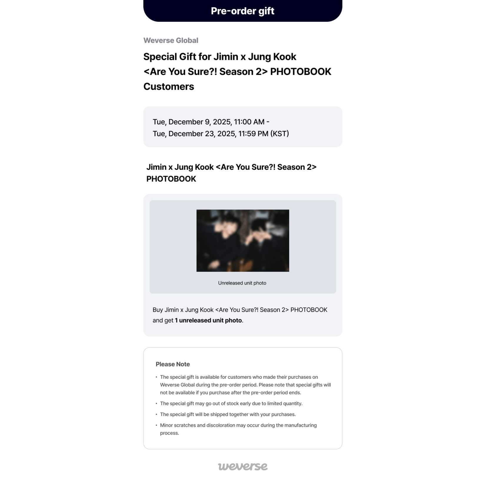 BTS Jimin x Jung Kook - [ARE YOU SURE?! Season2] PHOTOBOOK + Weverse Gift (WS)