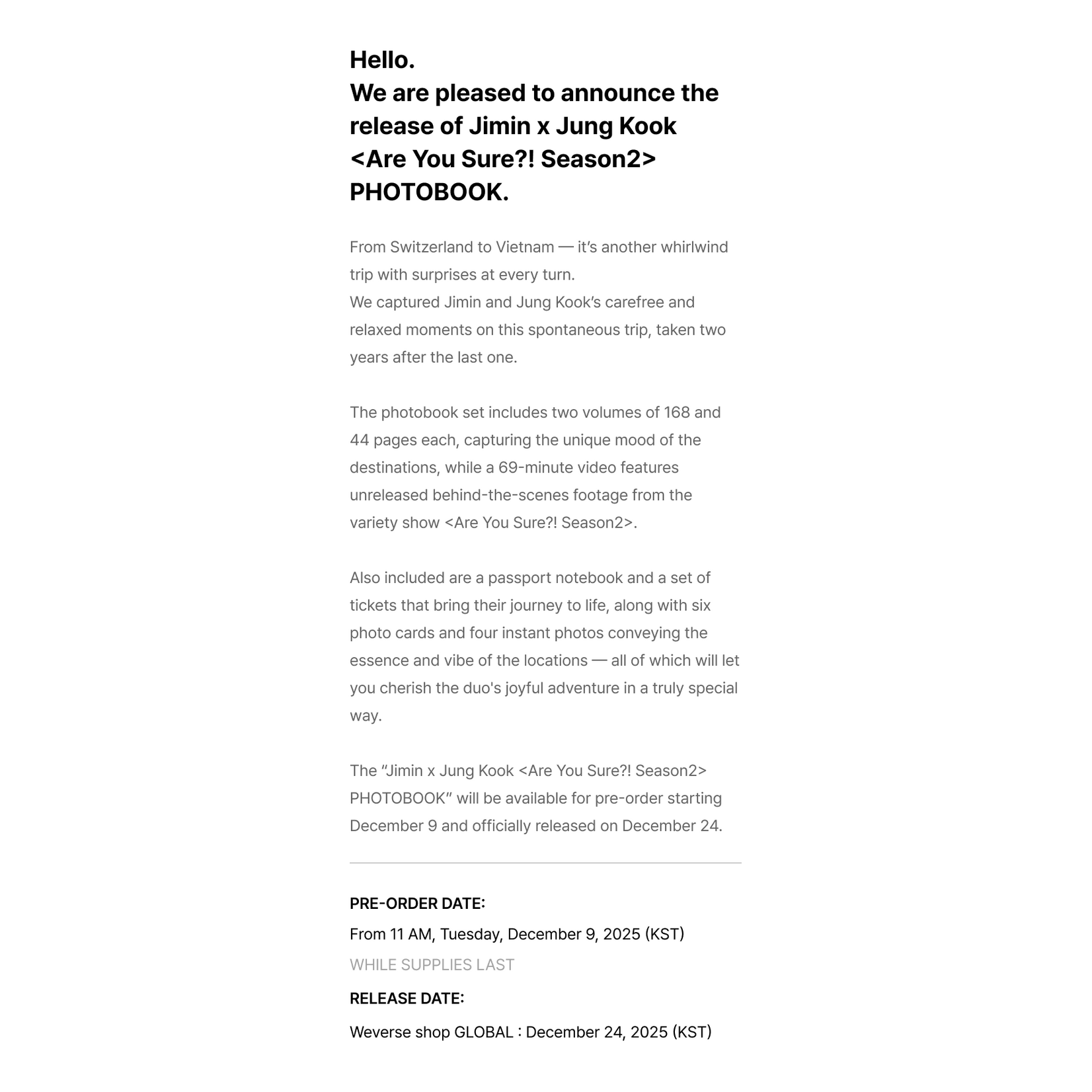 BTS Jimin x Jung Kook - [ARE YOU SURE?! Season2] PHOTOBOOK + PHOTO MAGNET (APPLE MUSIC)